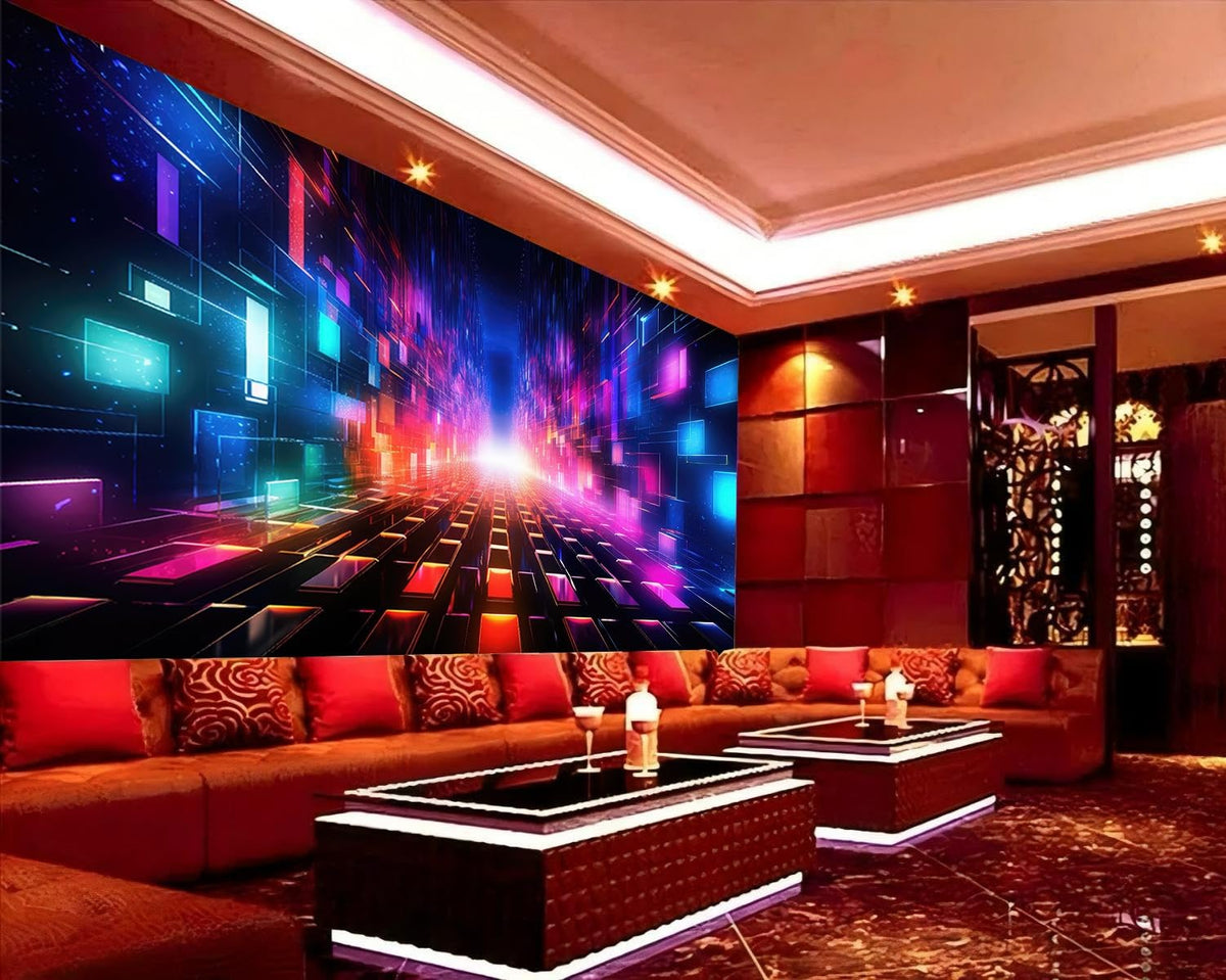 Peel and Stick Wall Mural Wallpaper Night Club 137"×96" Decor K03 (K03 / 137" x 96")