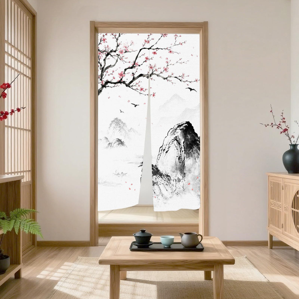 Japanese Noren Doorway Curtain (Black02 / 33.5"W x 59"L (Pack of 1))