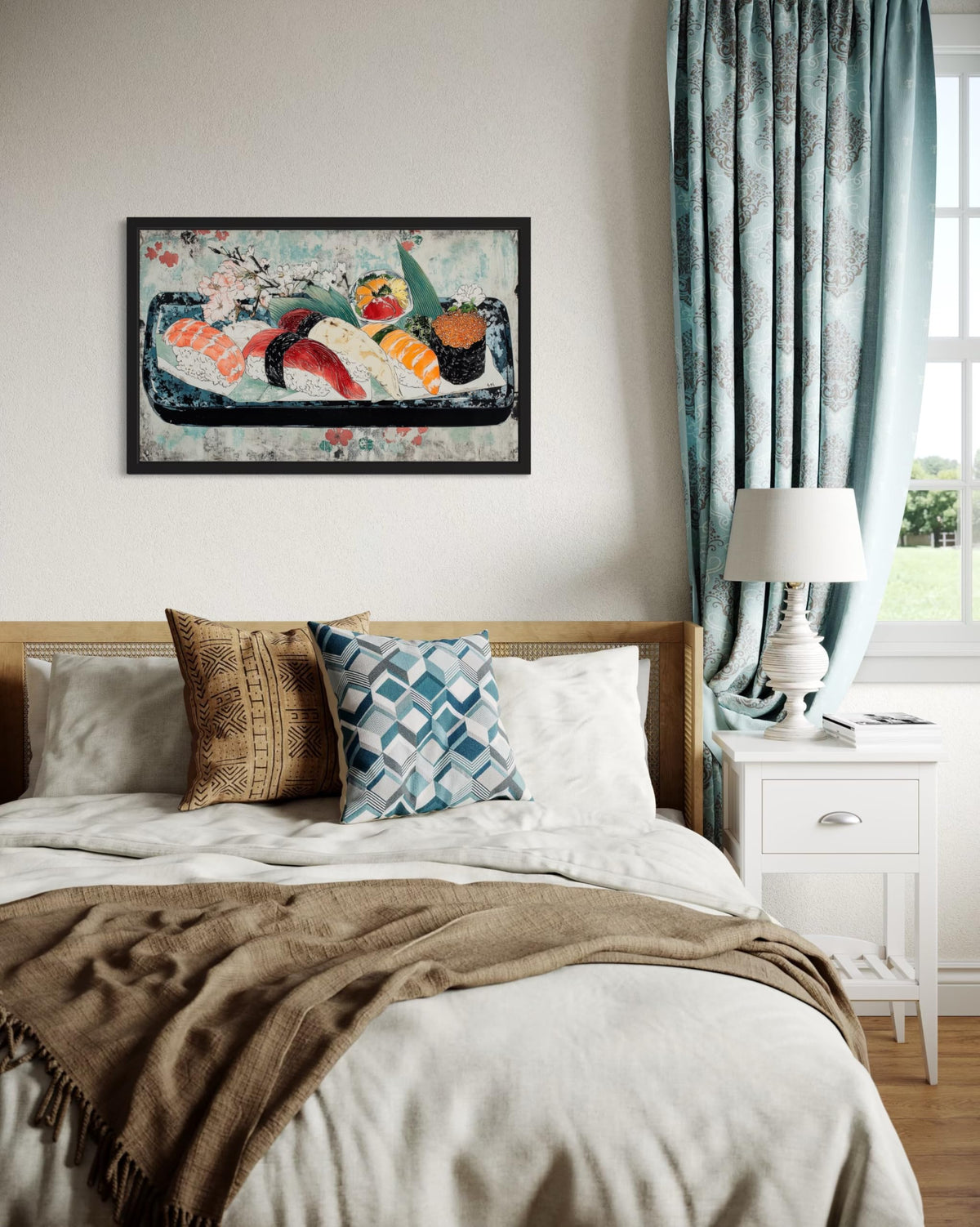 Nigiri Sushi Black Framed Wall Art Print Poster (Nigiri Sushi / 24"L x 18"W)