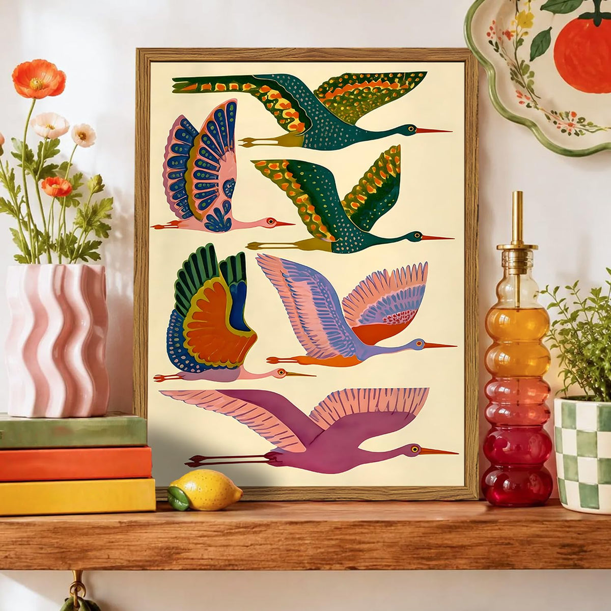 Framed Colorful Bird Wall Art (Colorful Bird / 16"L x 12"W)