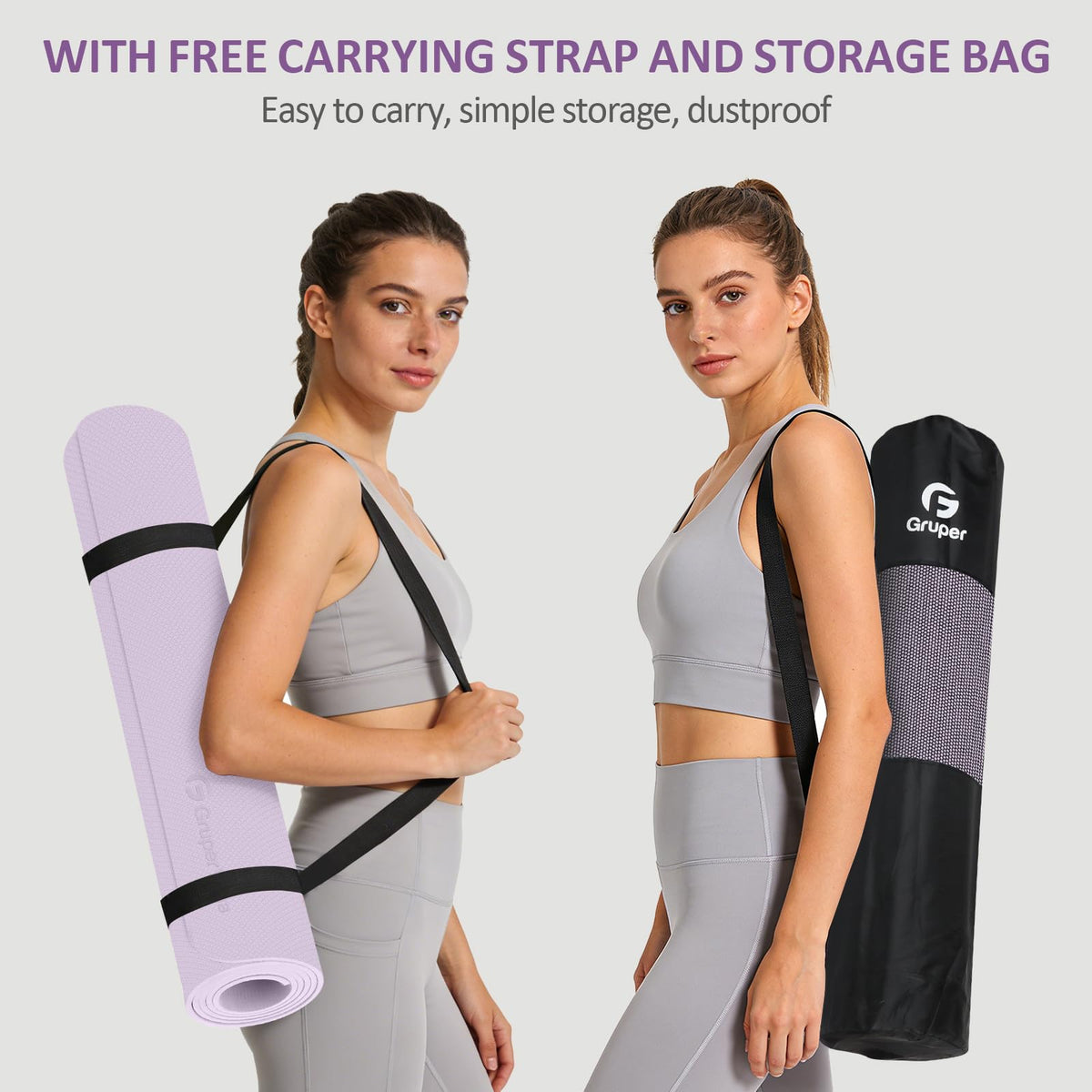 Yoga Mat Non Slip (Lavender / 0.24*24*72 Inches)