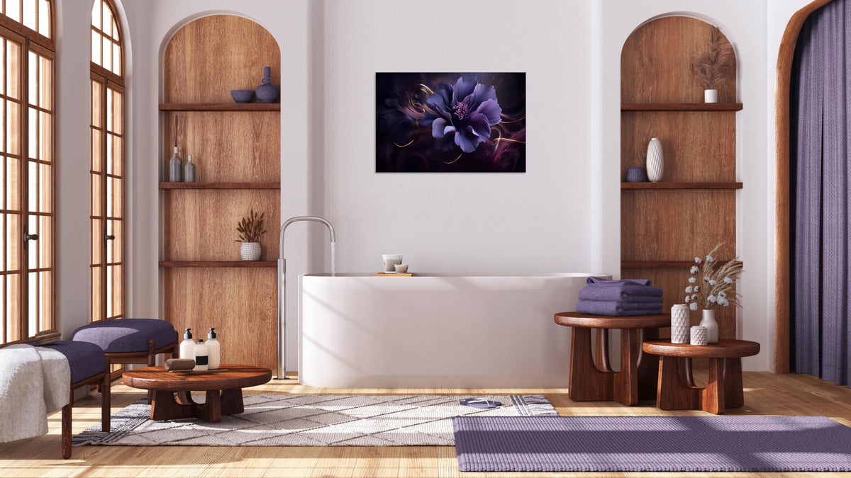 1 Panel Purple Wall Canvas Purple Canvas Pictures Abstract Plum Color Flower Print on Canvas Abstract Flower Wall Art for Bedroom Home Decor Living Room Stretched and Framed 30x40inch (40"L x 30"W / Purple Flower 8)
