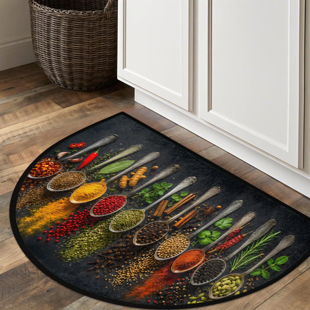 Spice Pattern Half Round Door Mat Welcome Entrance Rug Outdoor Indoor (A-15 Spice Pattern)