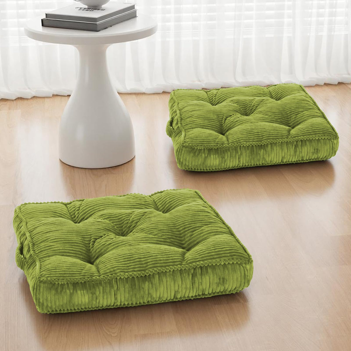 Floor Pillow Set of 2 (Light Green / 22x22x4 inch)