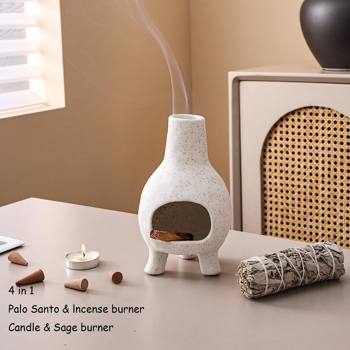 Palo Santo Holder Burner for Meditation Decor (White Black)