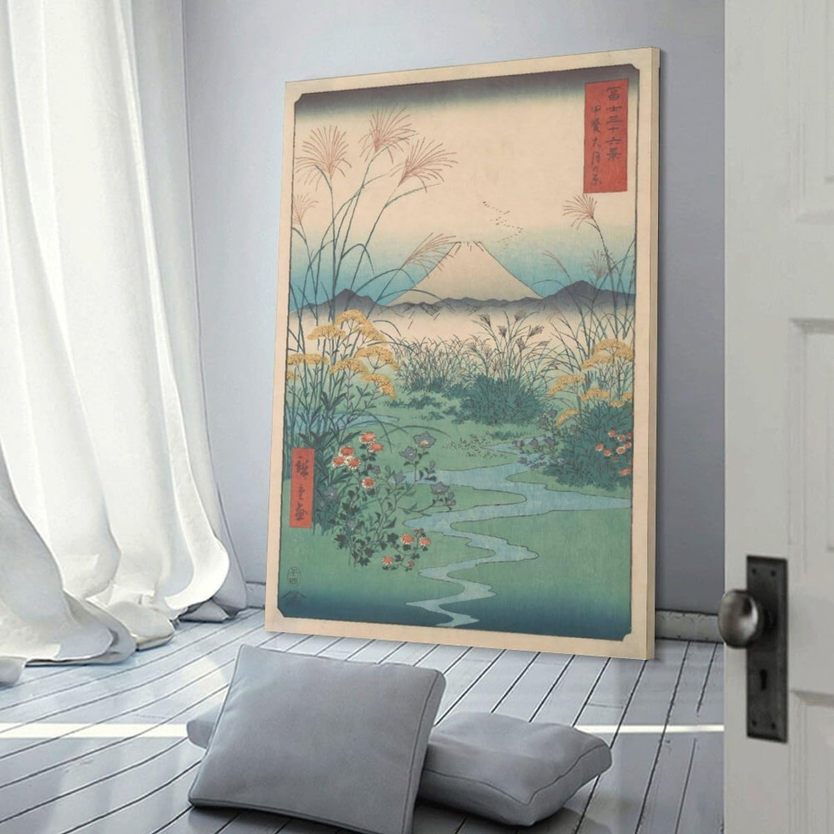 Hiroshige Japanese Oriental Ukiyo E Mount Fuji Landscape Canvas Printing Wall Art Prints Wall Decor Posters Vintage Zen Nature River Scene Minimalist Living Room Bedroom Study 12x18inch (style-8 / 12x18inch(30x45cm) Frame)