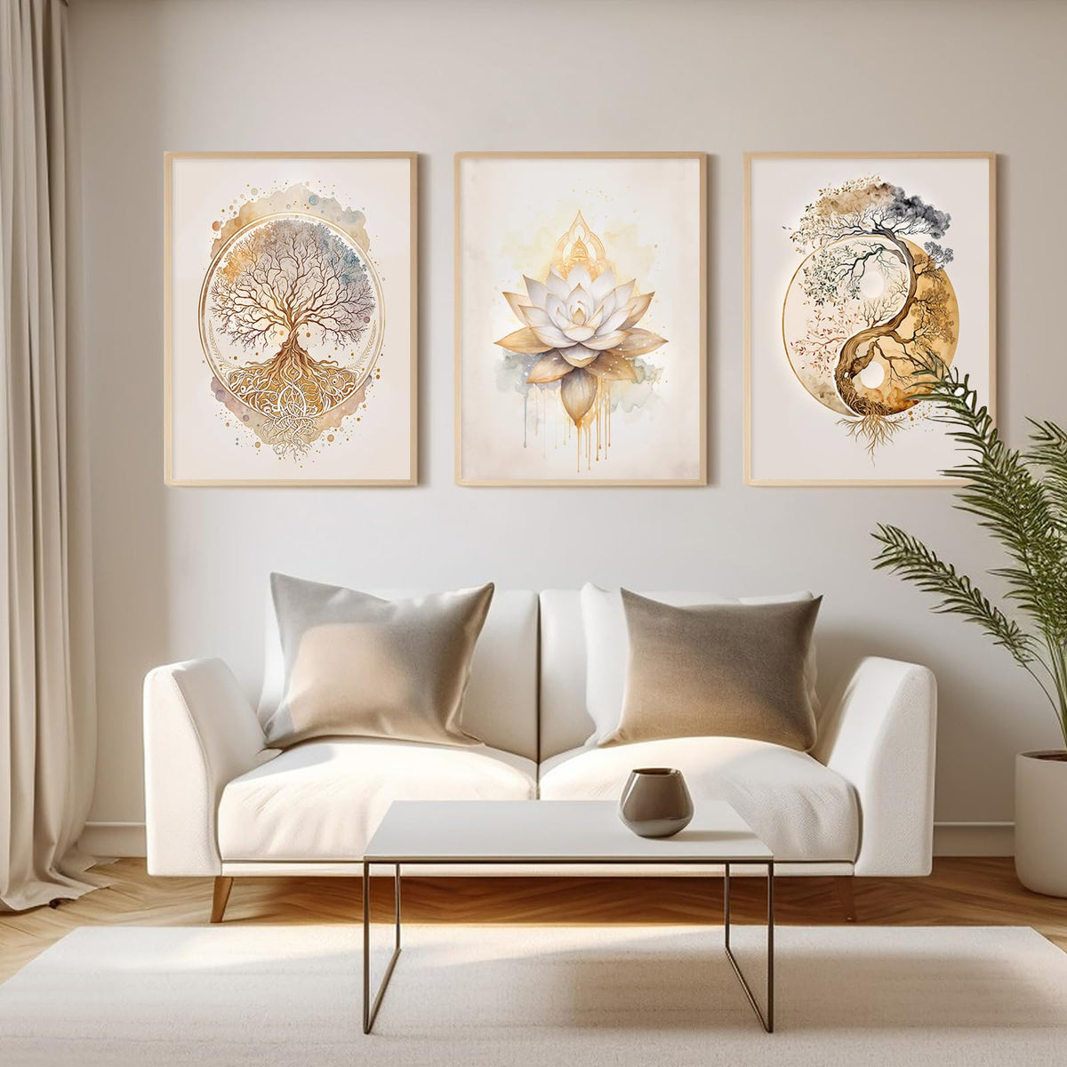 Tree of Life Wall Art Zen Lotus Canvas Wall Decor Yoga Spiritual Room Art Paintings Yin Yang Abstract Decor Artwork Spa Yoga Tree Pictures for Living Room Bedroom 12x16 Inch Unframed Set of 3 (12x16 Inch Unframed / Tree of Life Prints)