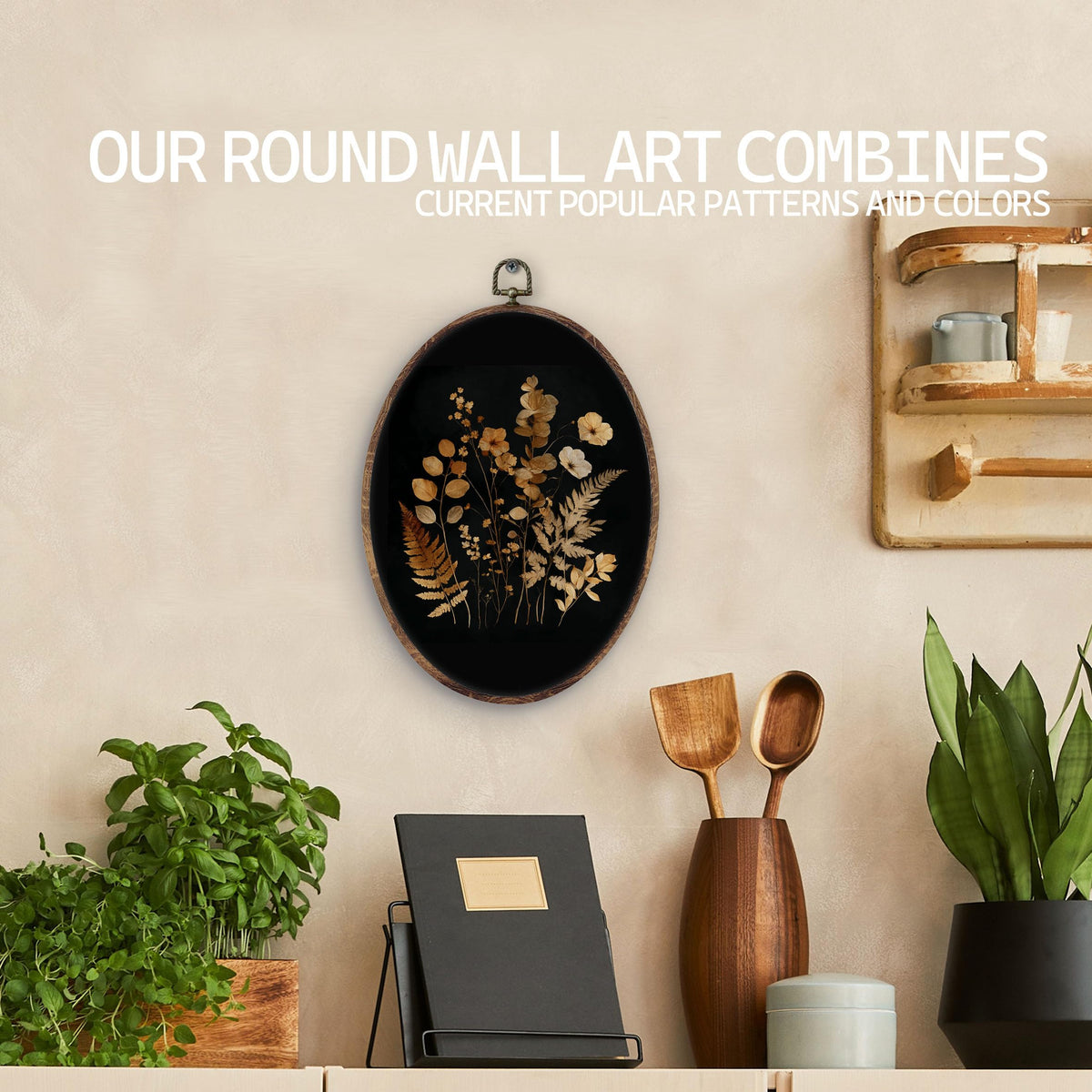 Moody Floral Botanical Oval Wall Art Decor (flower-3)
