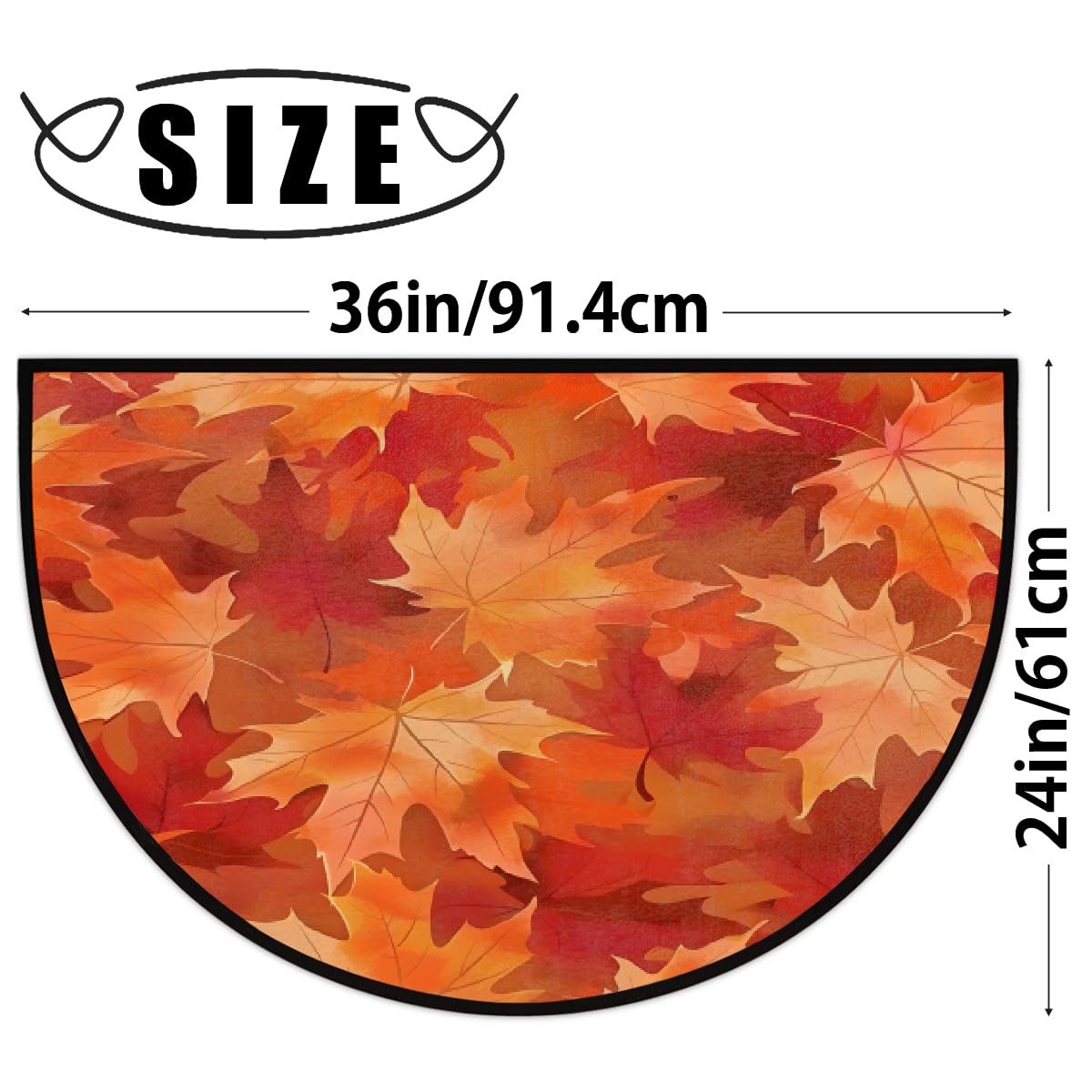 Autumn Maple Half Round Door Mat Indoor Entrance Semi Circle Area Rugs (E Autumn Maple Fall)
