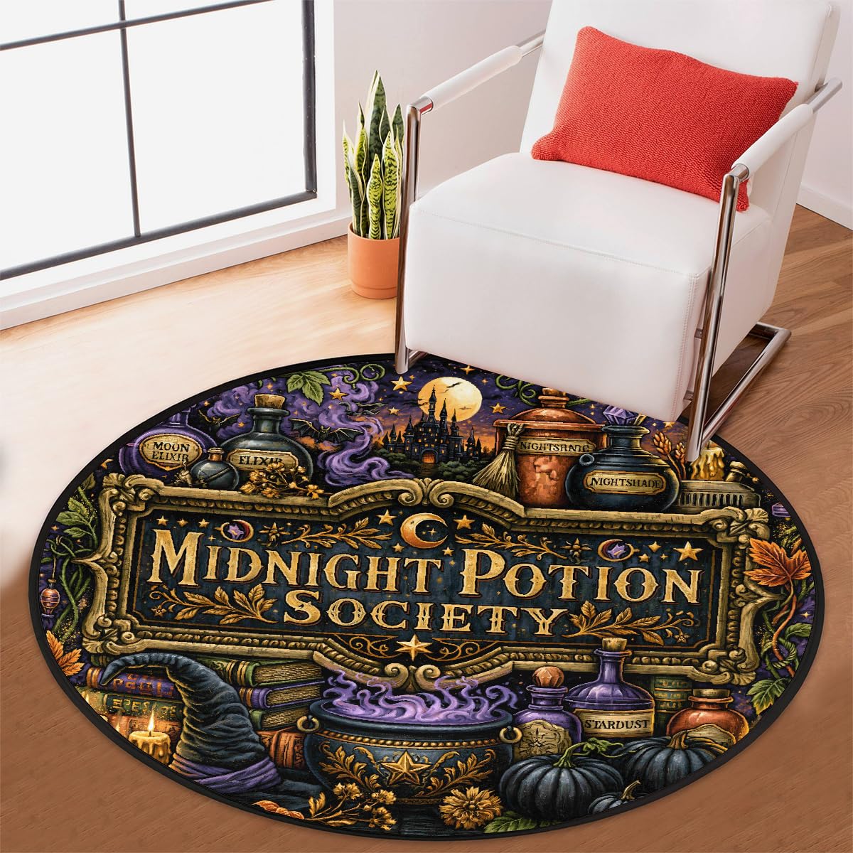 3 Ft Halloween Round Rug Circle Area Rugs Circular Door Mat for Indoor (B:c-19 / 3' (Round))