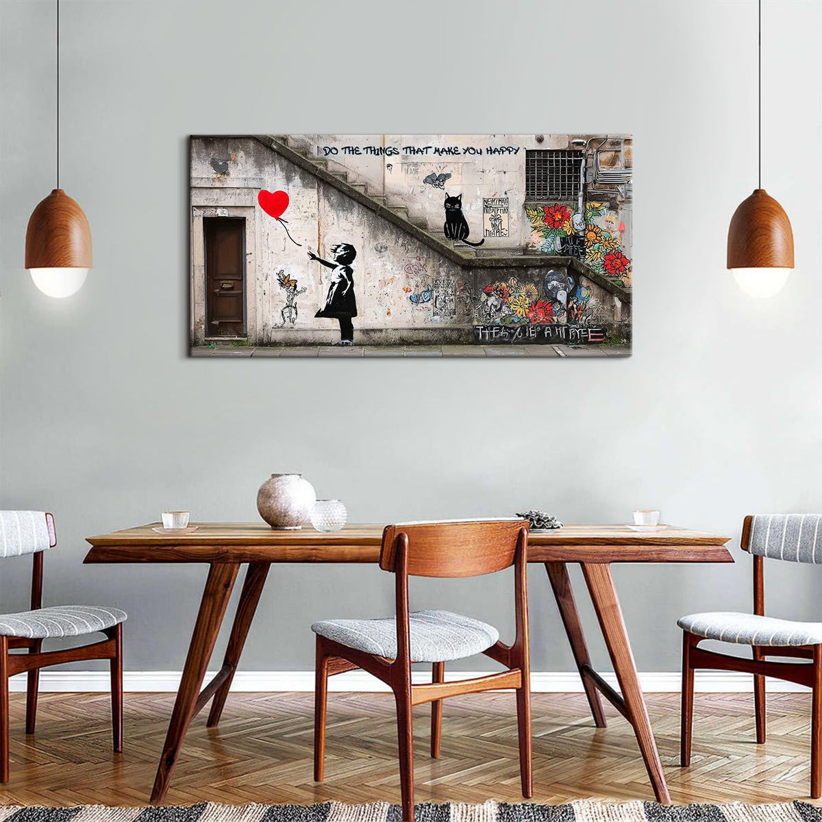 Abstract Banksy Wall Art Graffiti Wall Decor Street Pop Picture for Living Room Bedroom (48"L x 24"W / LGirl)