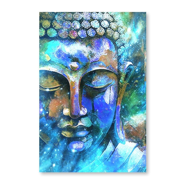Blue Buddha Meditation Yoga Room Decor Hd Print Canvas Wall Art Spiritual Healing Gifts for Family and Friends Bedroom Room Zen Decor Framed 8"X12" (12"L x 8"W / Frame-8)