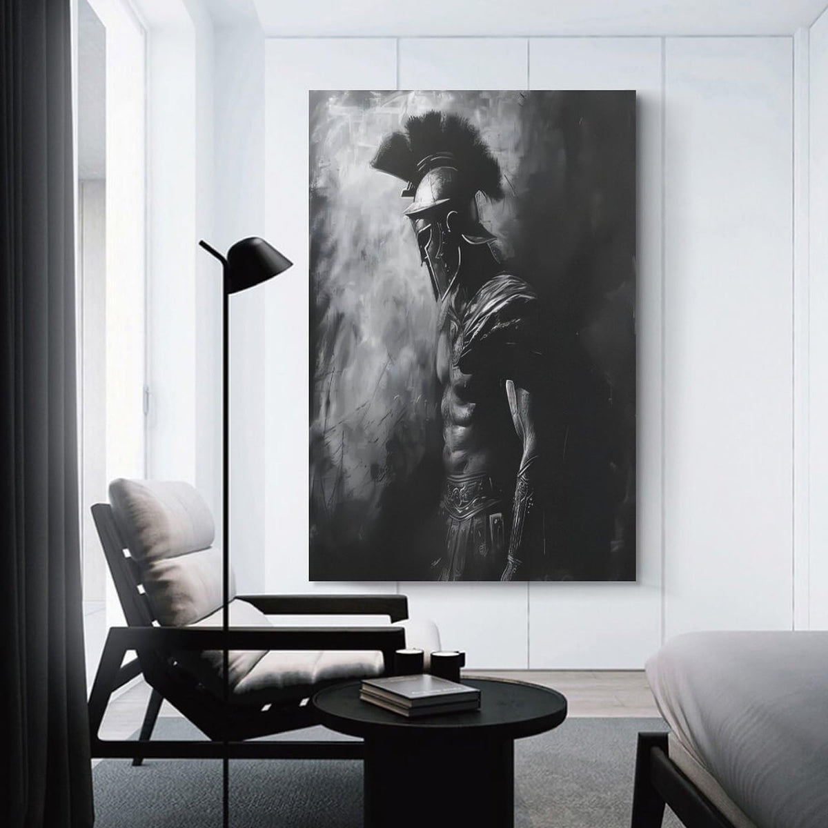 Black White Charcoal Sketch Roman Gladiator Canvas Printing Wall Art Prints Wall Decor Posters Monochrome Warrior Minimalist Scandinavian Bedroom Living Room Office Decor 24x36inch (style-41 / 24x36inch(60x90cm) Unframe)