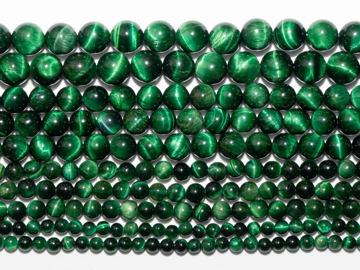 108Pcs Green Tiger Eyes Spacer Loose Beads Bulk with Holes Handcrafted for DIY Bracelets Jewelry Making Crafts Supplies (Green Tiger Eyes / 8MM, 108pcs)