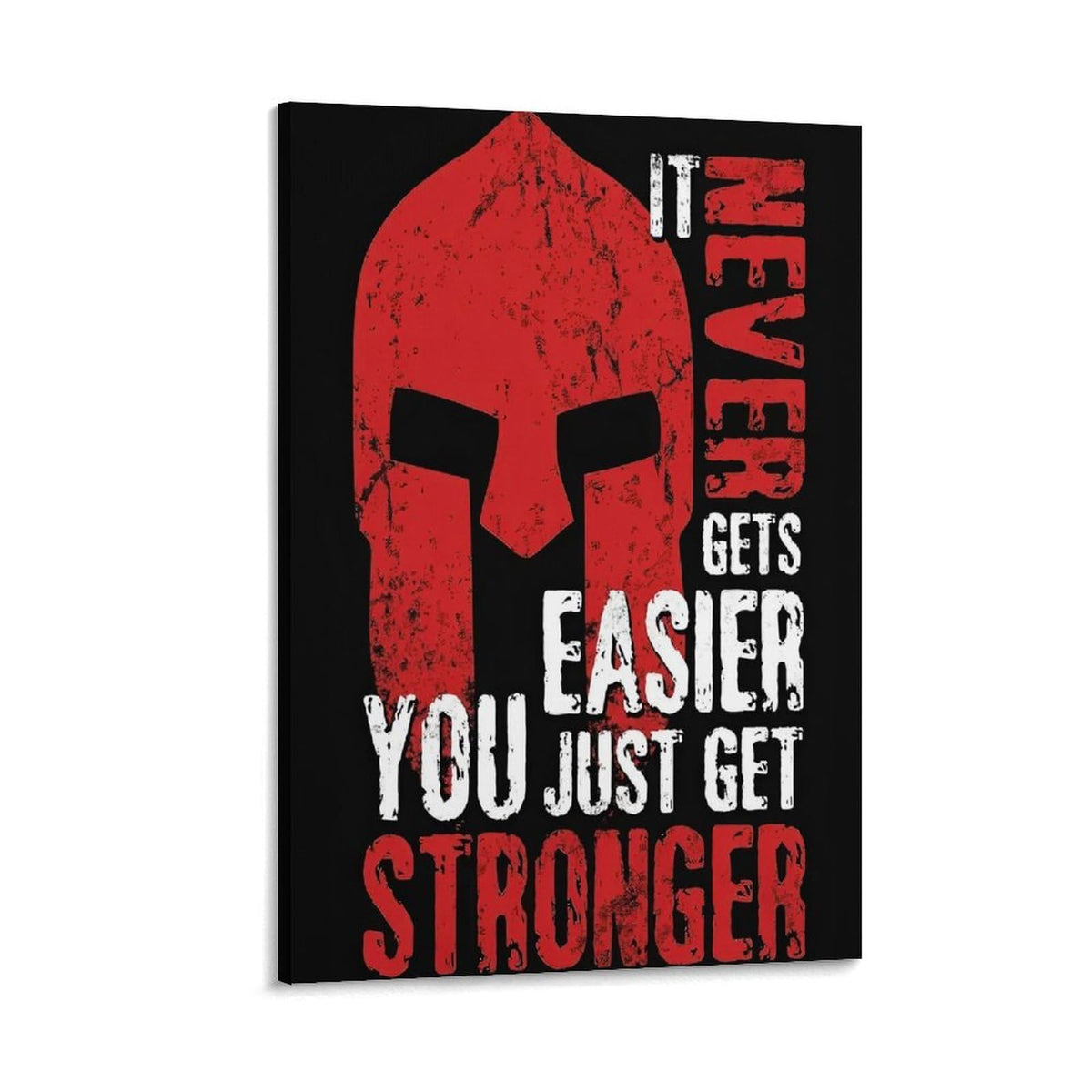 Spartan Warrior It Never Gets Easier You Just Get Stronger Canvas Printing Wall Art Prints Wall Decor Posters Red Black Typography Motivational Gym Bedroom Office Living Room Decor 08x12inch (style-14 / 08x12inch(20x30cm) Frame)