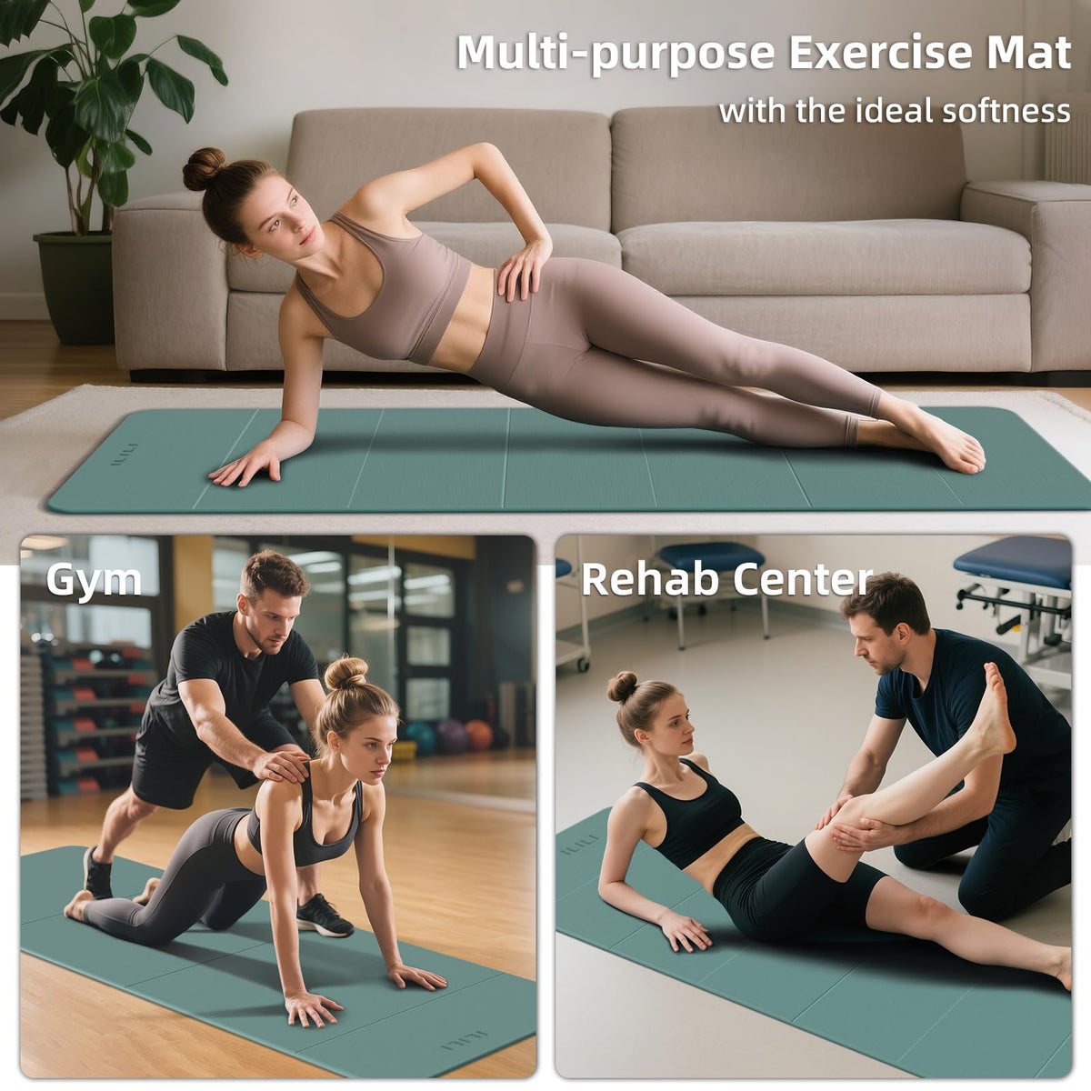 Foldable Yoga Mat 10mm (Dark Green+Dark Gray)