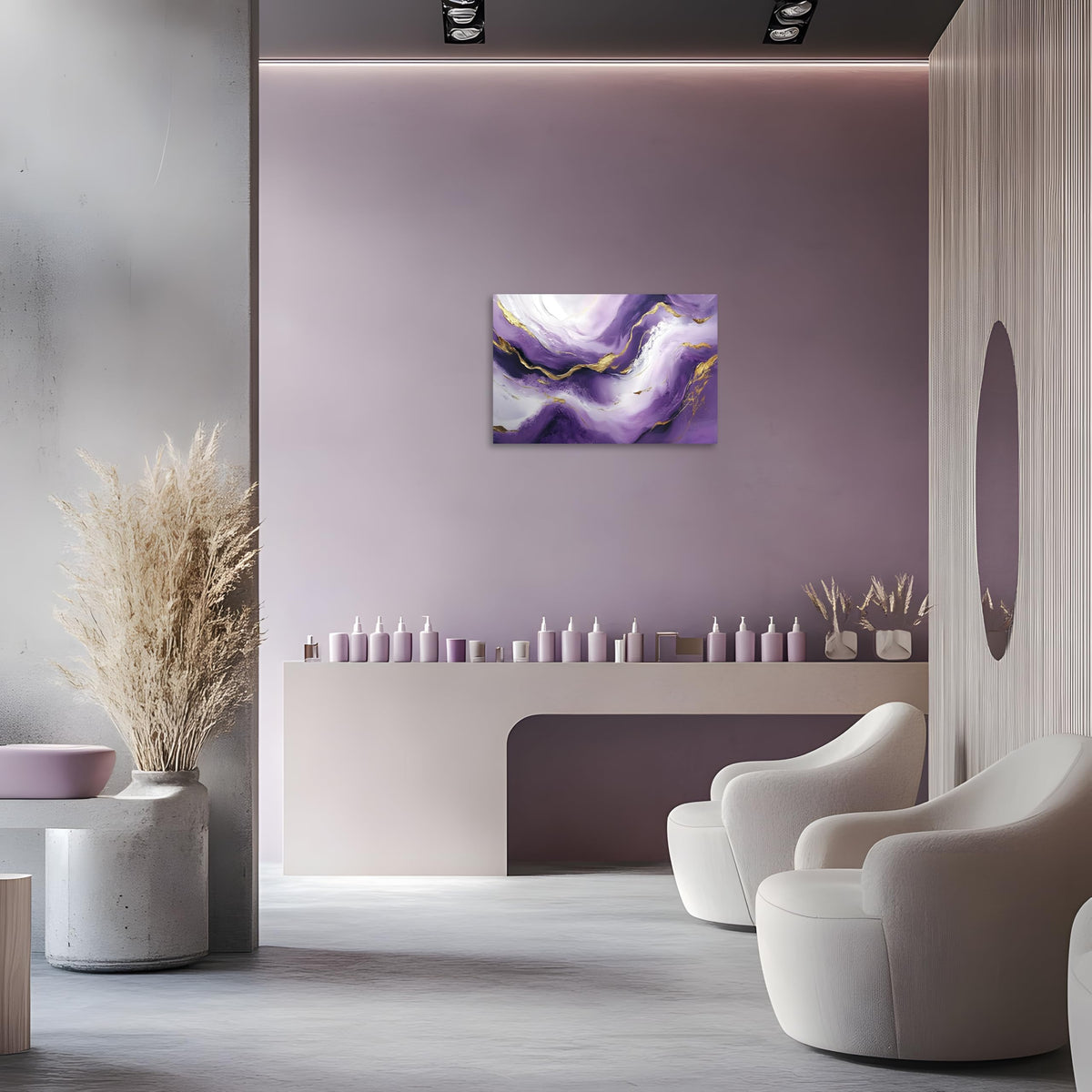 1 Pcs Purple Wall Art Purple Pictures for Wall Purple and Gold Abstract Canvas Picture Print on Canvas Purple Picture for Bedroom for Room Decor Stretched and Framed 12x18 inch (18"L x 12"W / Purple Gold)