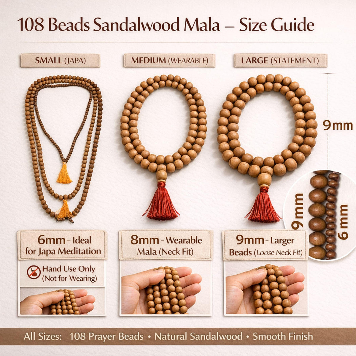Sandalwood Mala (8mm Bead)