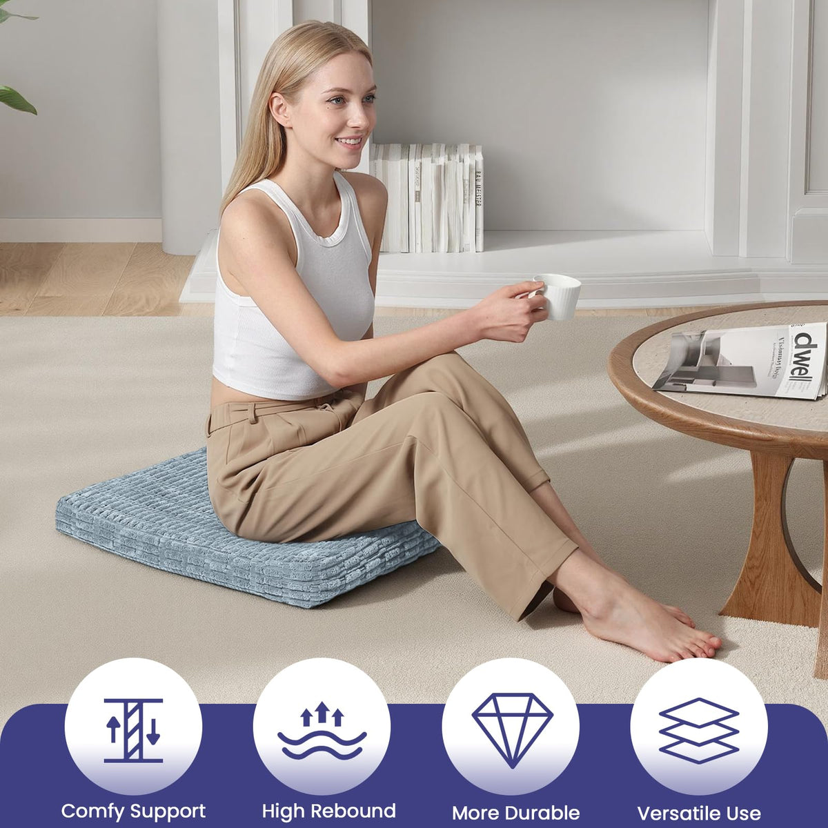 Meditation Cushion Set (Charcoal / 24X24X2 Inch)