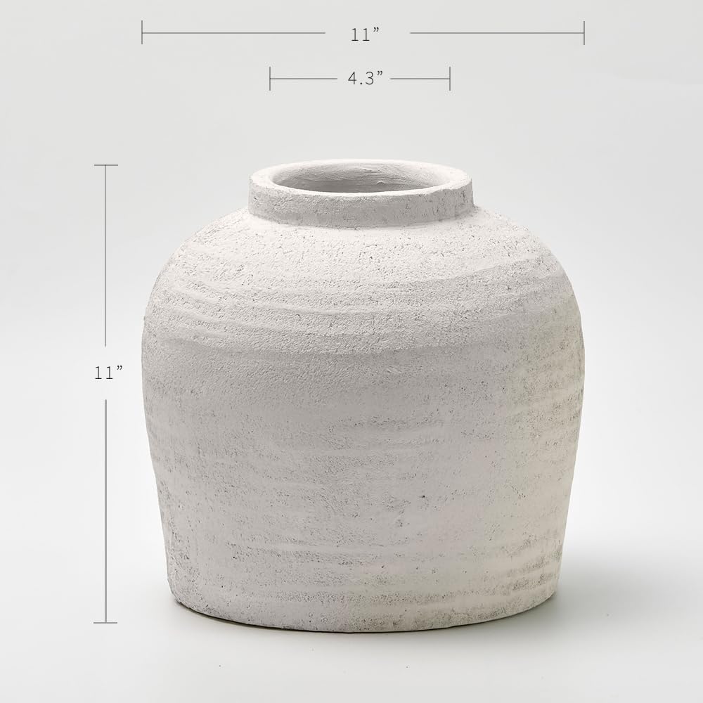 White Ceramic Large Vase (B - White 11")