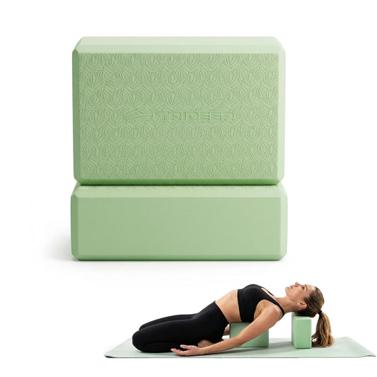 Yoga Blocks 2 Pack (Mint Green-Leaf Pattern)