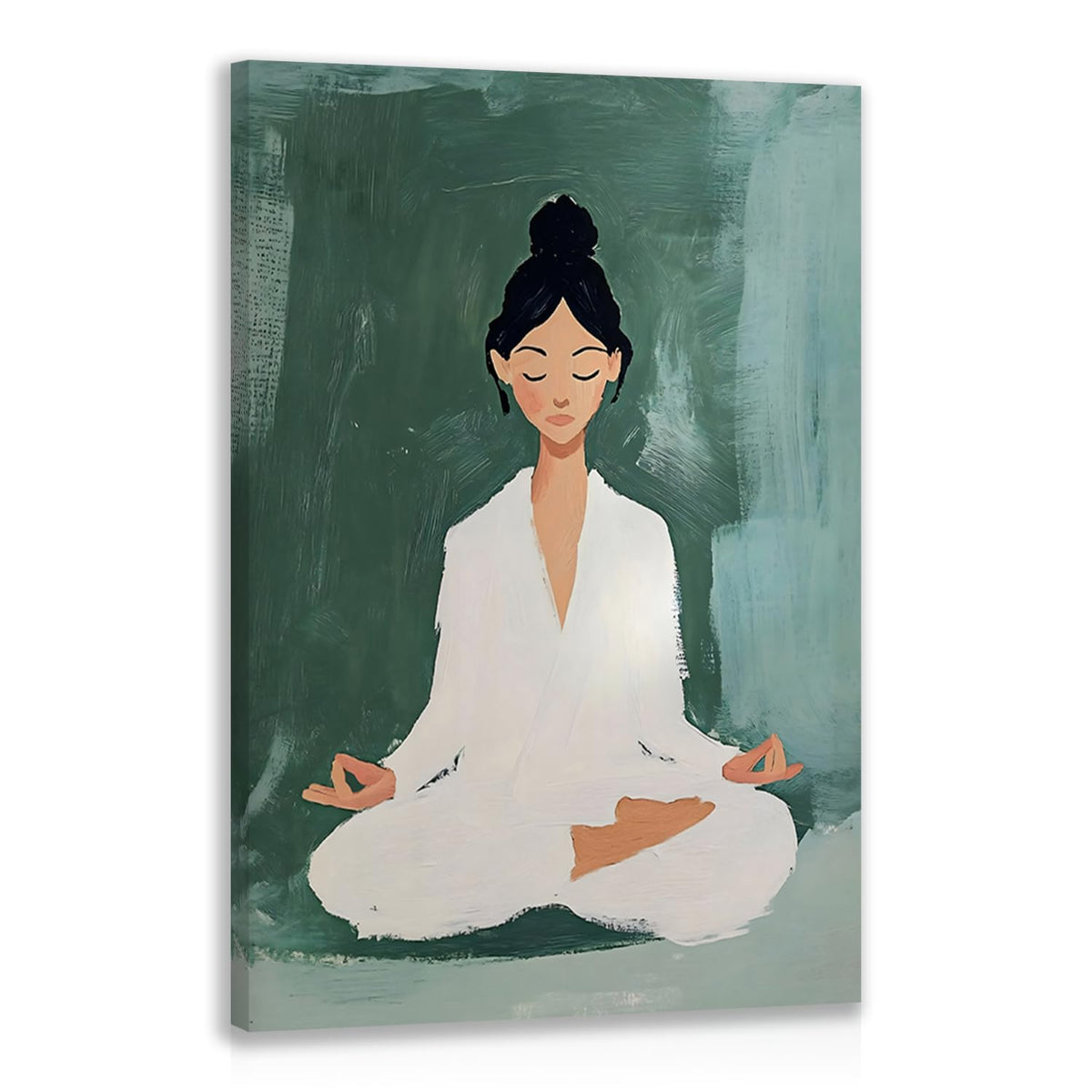 Wrapped Canvas Green Meditation Yoga Zen Wall Art 16x24 in (Green / 24"L x 16"W)