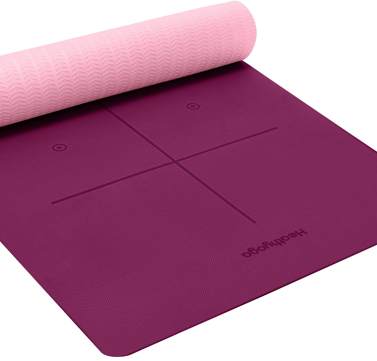 Yoga Mat Non Slip TPE Pilates Exercise Mats for Home Workout Gym Fitness Eco Friendly Thick Hot Yoga Mat with Strap Body Alignment (Deep Purple)