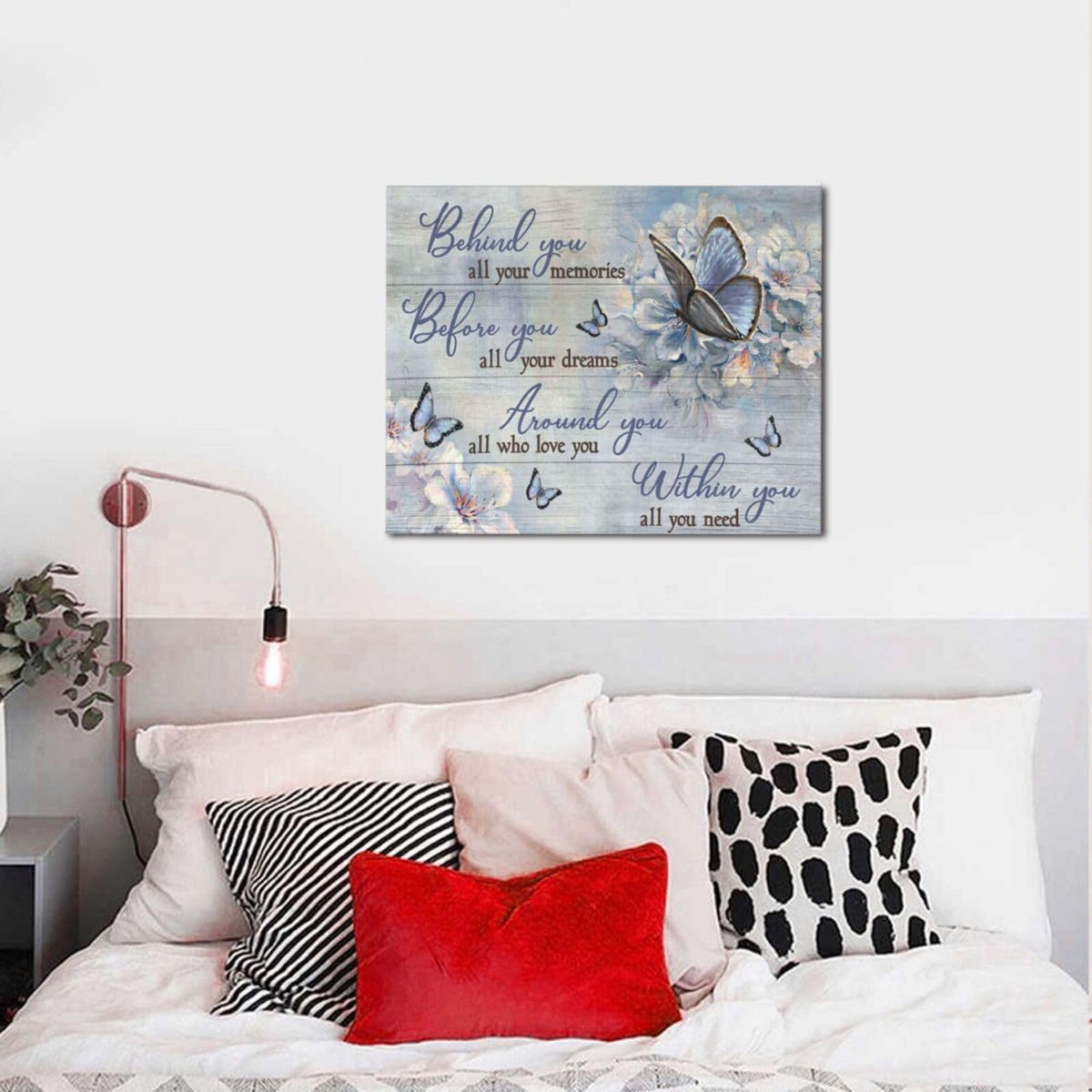 Butterfly Wall Art Purple Flower Pictures Wall Decor Farmhouse Rustic Floral Canvas Prints Motivational Quotes Painting Modern Artwork Home Decoration for Bathroom Bedroom Living Room 20"x16" (Purple Butterfly Flower / 20"L x 16"W)