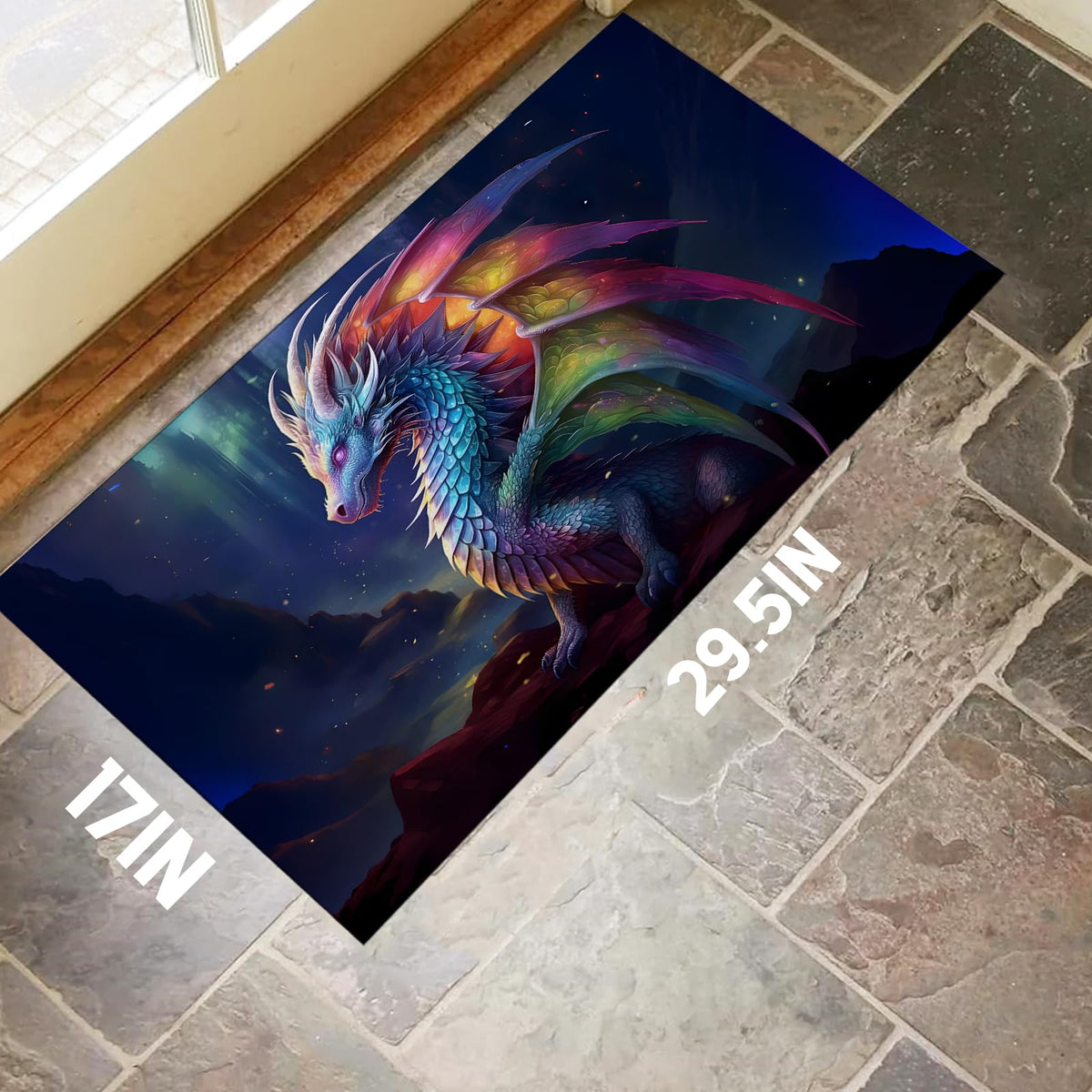 Majestic Rainbow Dragon Indoor Door Mat (Dragon 02)