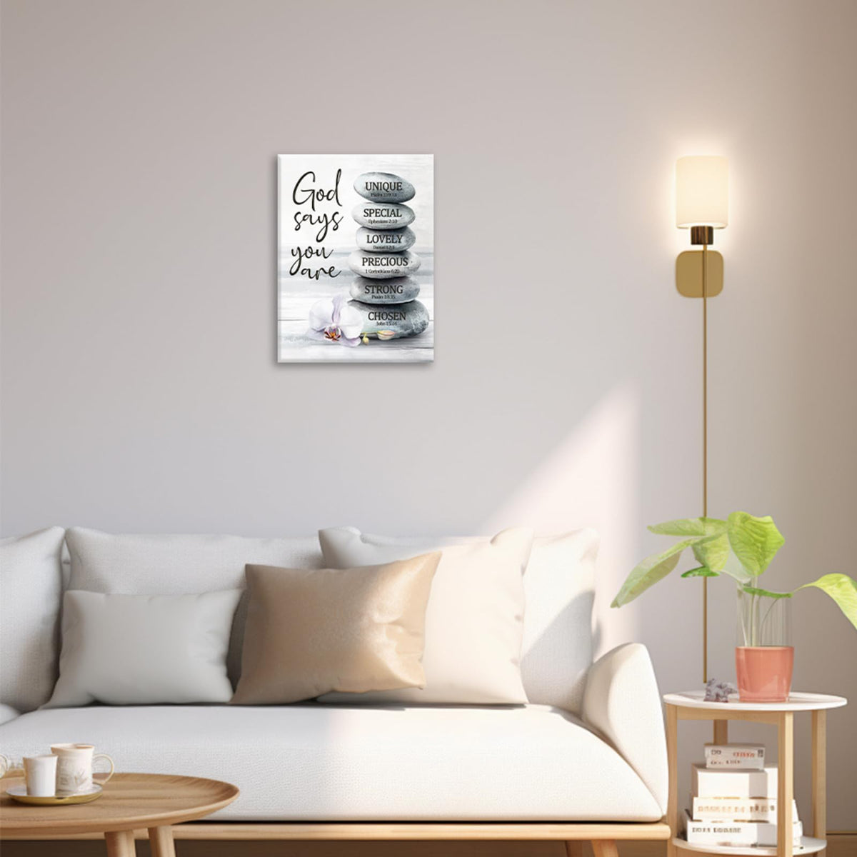 Zen Stones Wall Art God Says You Are Spiritual Meditation Calm Wall Decor Pictures Painting Canvas Prints Framed Home Artwork for Spa Yoga Room Bathroom Bedroom Office 16"x24" (Stones God Says You Are / 24"L x 16"W)