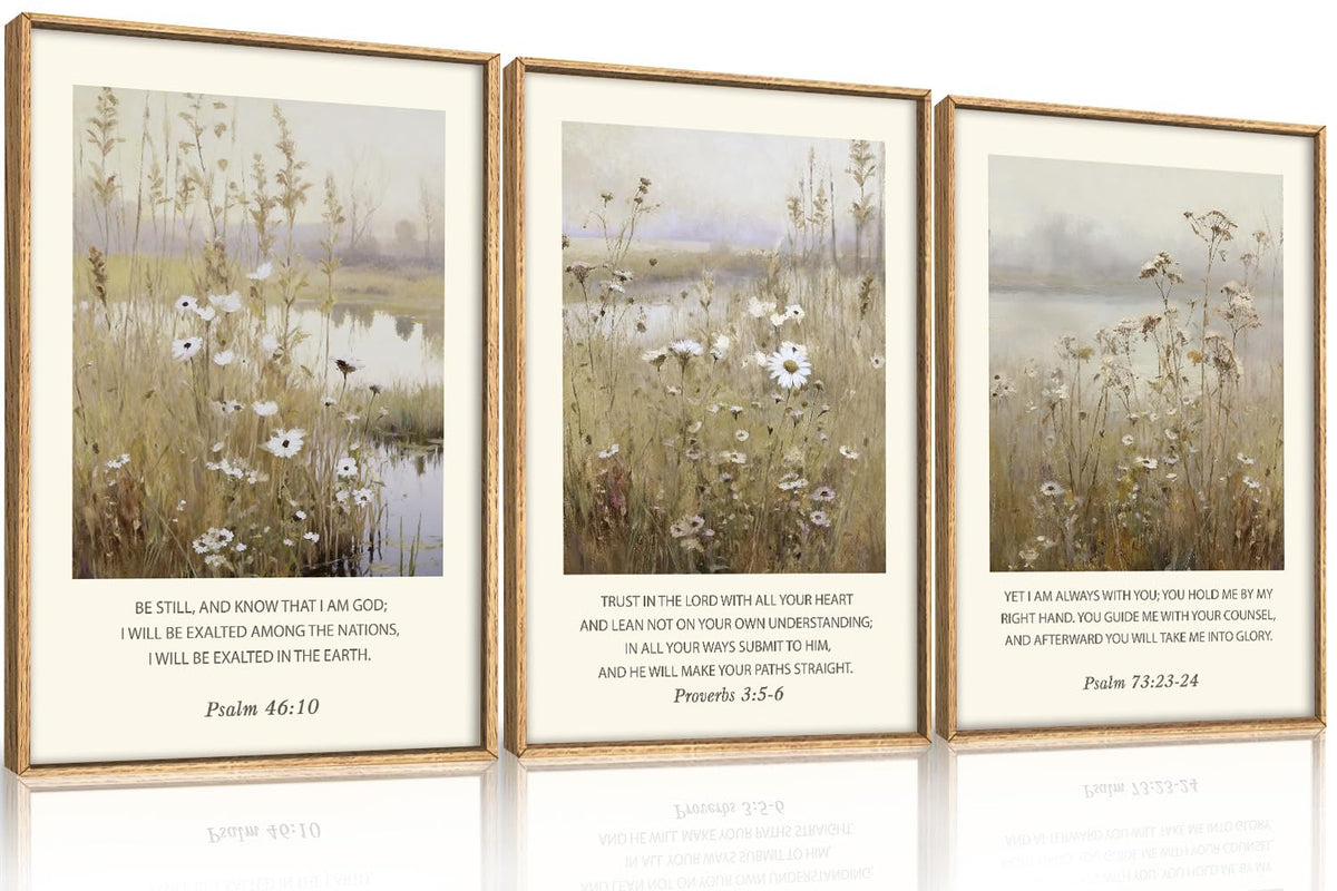 Large Christian Bible Verses Framed Canvas Wall Art (Bible Verses Wall Art / 24"L x 36"W)