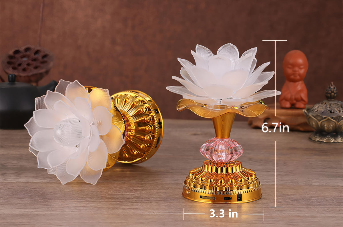2 Pack Colorful LED Lotus Buddhist Lamp (Light White)