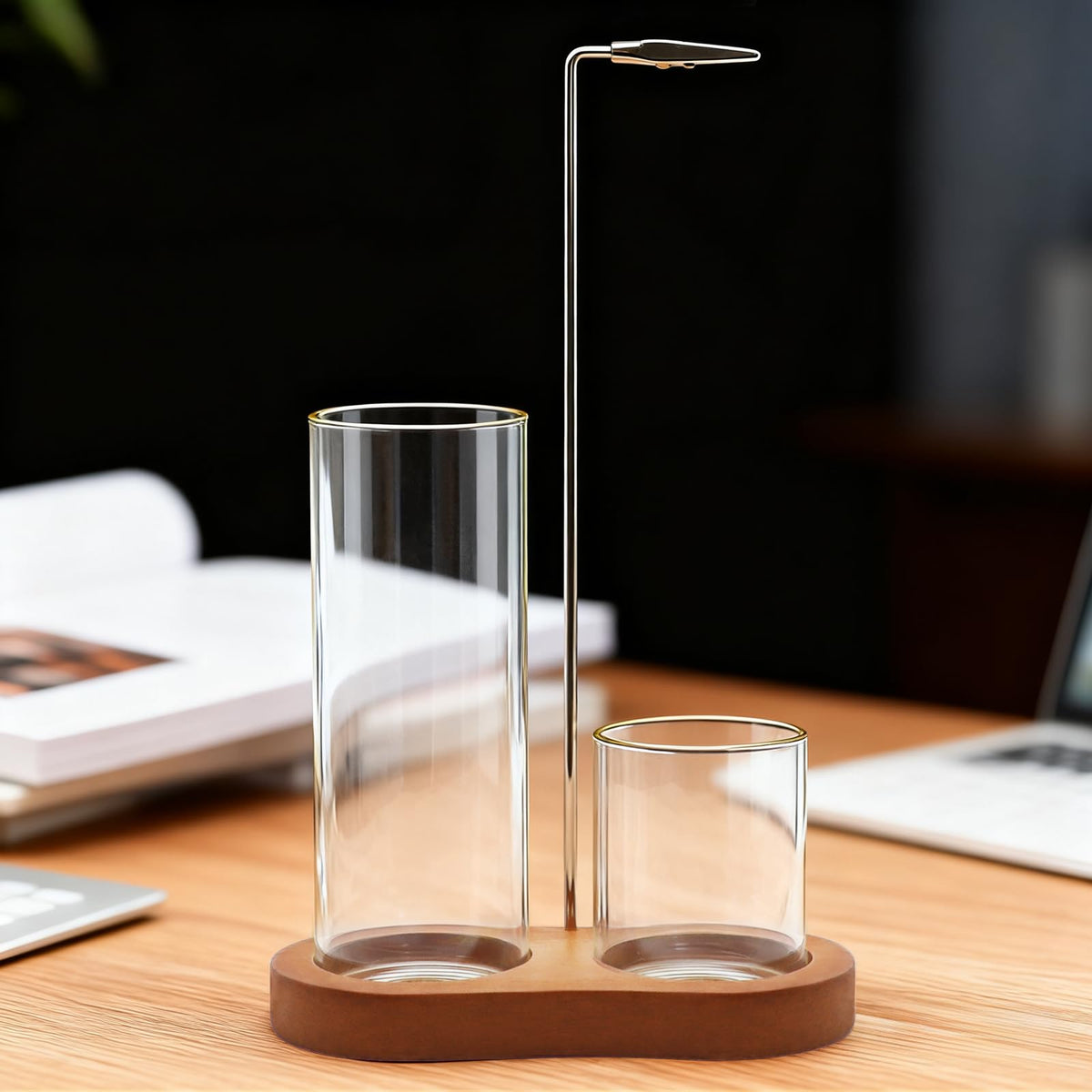 2-in-1 Incense Holder for Sticks, Incense Burner Holder with Glass Ash Catcher & Stick Storage, Bedroom House Yoga Meditation Zen Decor, Spa Gifts for Women, Unique Cozy Home Decor, Natural Wood (Natural Wood)
