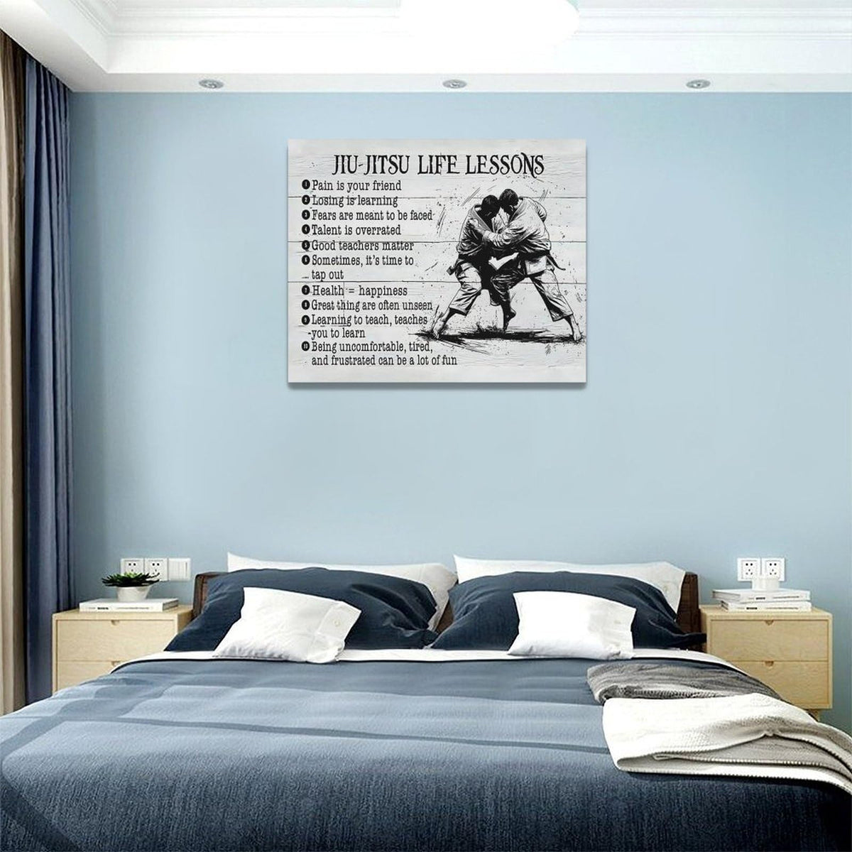 Jiu Jitsu Wall Art Jujitsu Life Lessons Pictures Wall Decor Judo Canvas Prints Martial Decorations Painting Framed Artwork Office Home Decor For Gym Martial Arts Hall Bedroom Living Room 20"x16" (Jujitsu / 20L" x 16W")