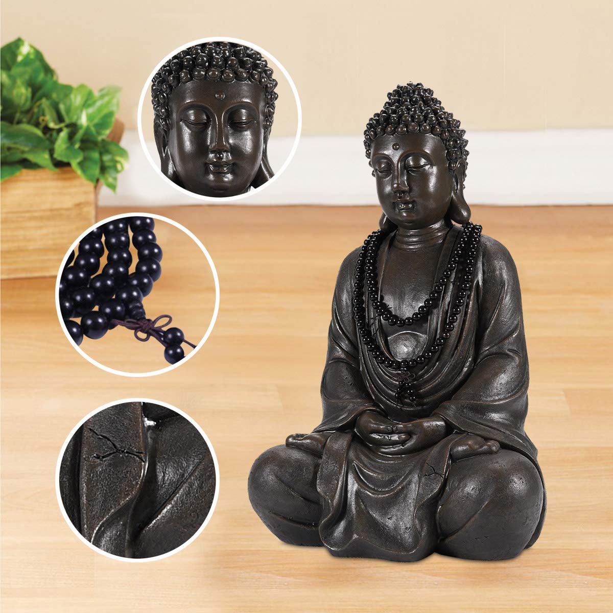 11.4" Meditating Buddha Statue Home Decor (Antique Bronze - 11.4 Inch)