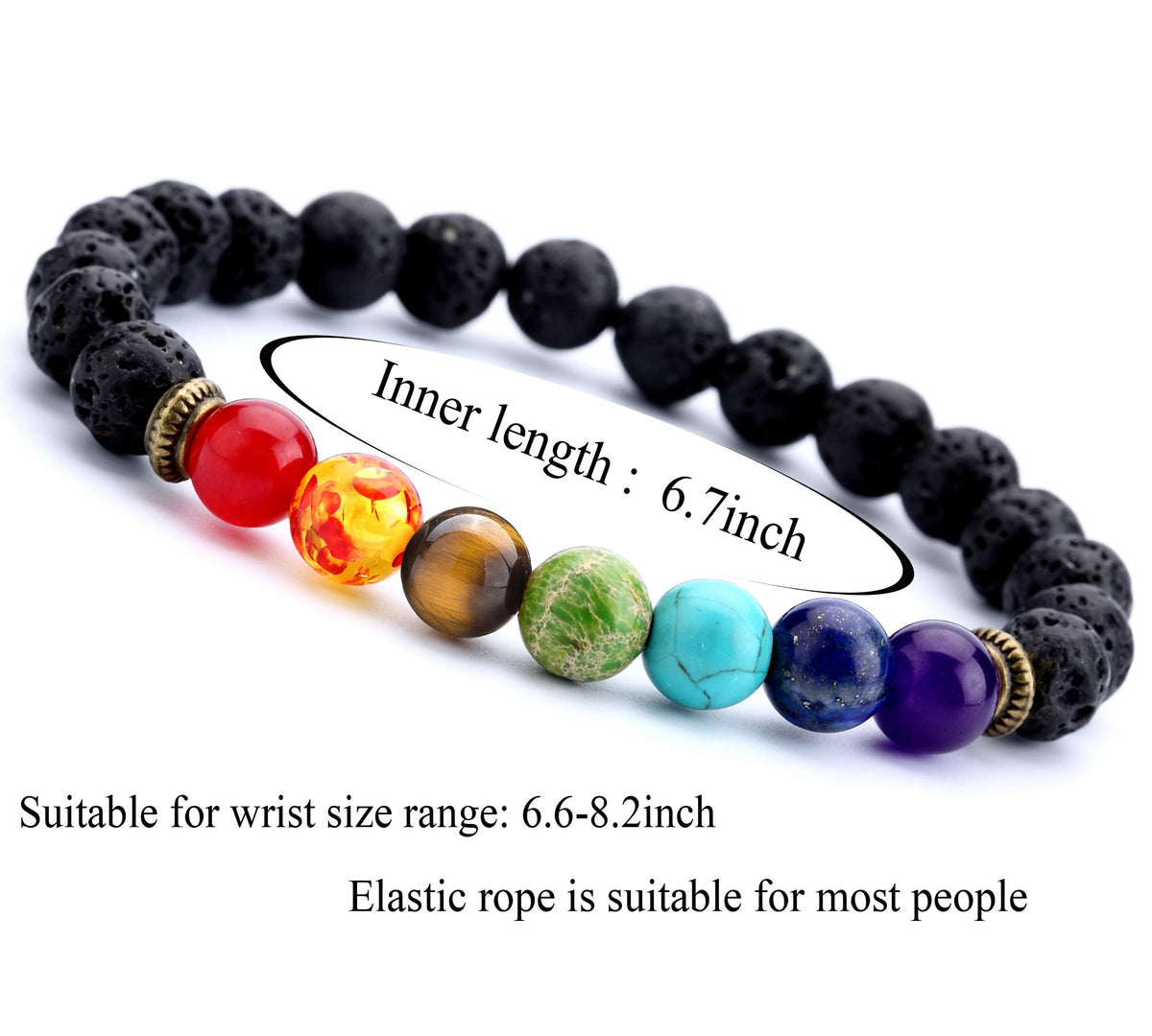 Men Women 8mm Lava Rock Chakra Beads Bracelet Set Gifts for Friends Braided Rope Natural Stone Yoga Bracelet Bangle (2 Pcs Set-21004)