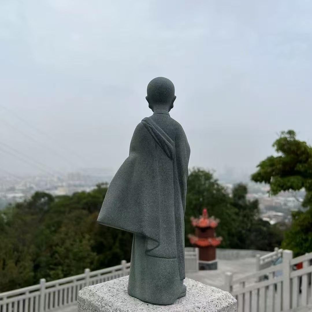 Praying Monk Figurine Standing Monk Statue Zen Meditating Sculpture (Large)