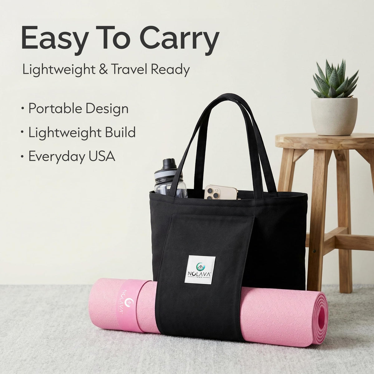 Pink Yoga Mat with Carry Bag (Pink / 3-Piece Set)