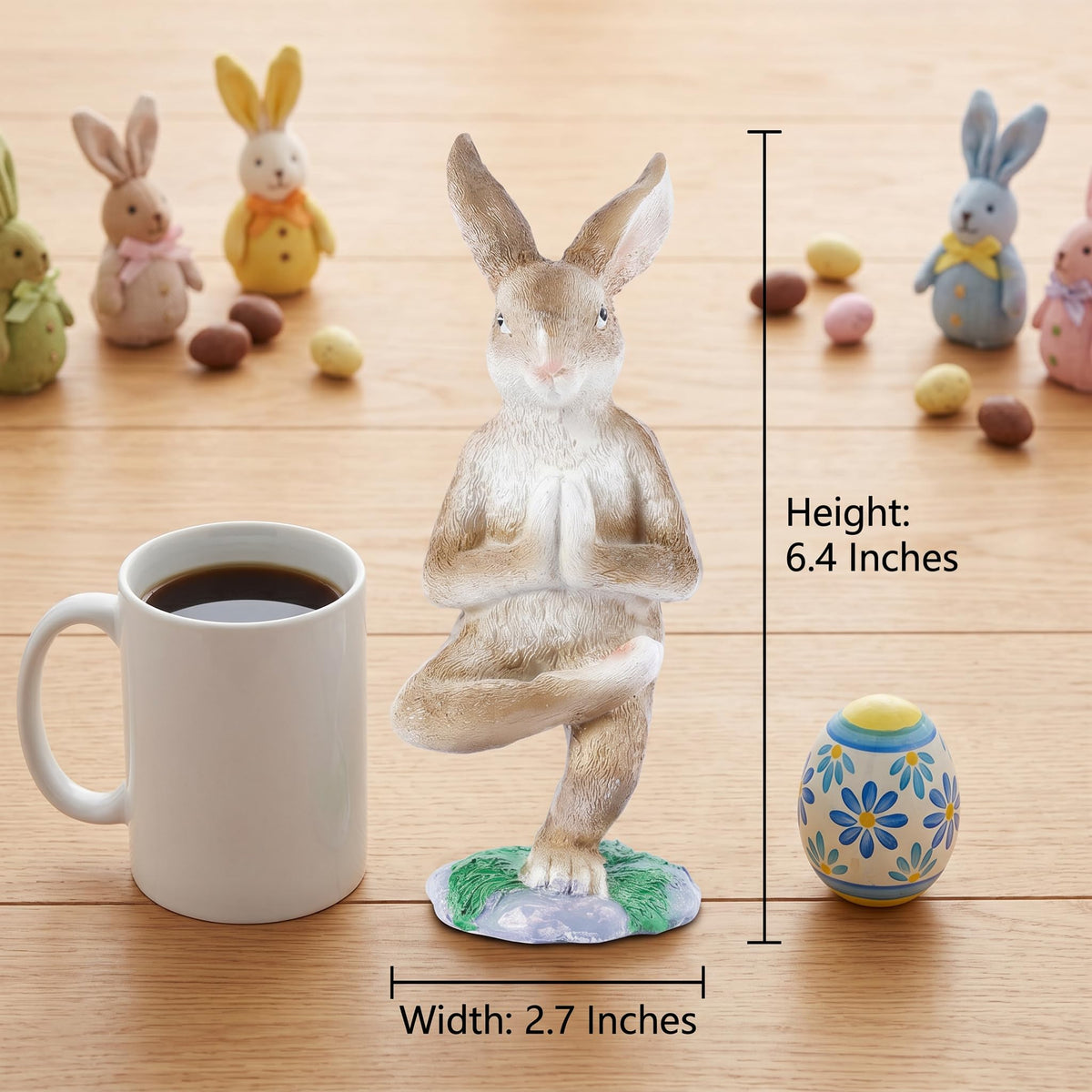 Yoga Bunny Figurines Resin Rabbit Statue Meditation Decor Zen Garden Decor Outdoor Easter Bunnies Decor Small Garden Statues for Outside Home and Outdoor Bunny Decor Yard (Crosslegged)
