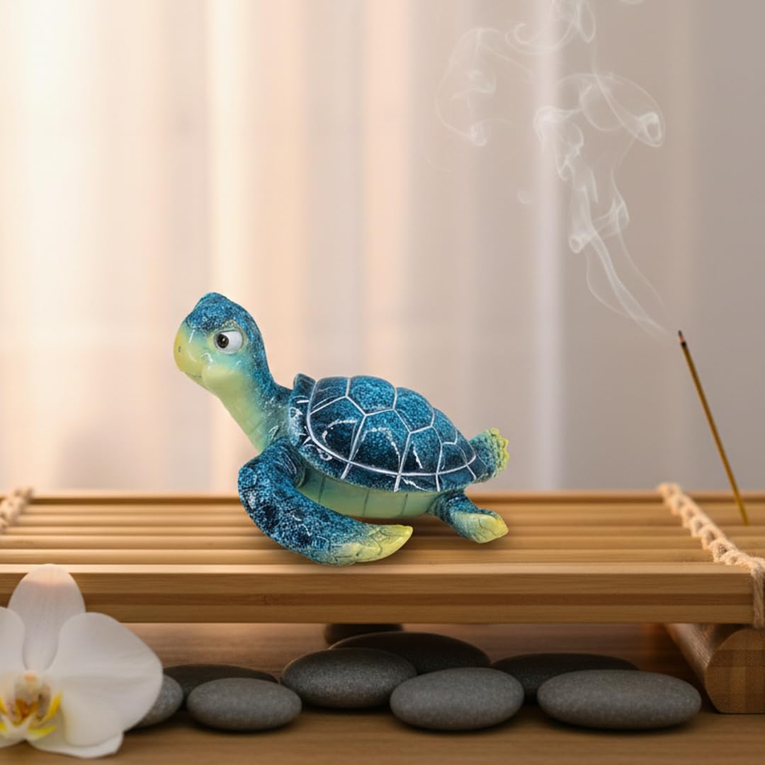 6 Inch Blue Sea Turtle Statue (Blue1)