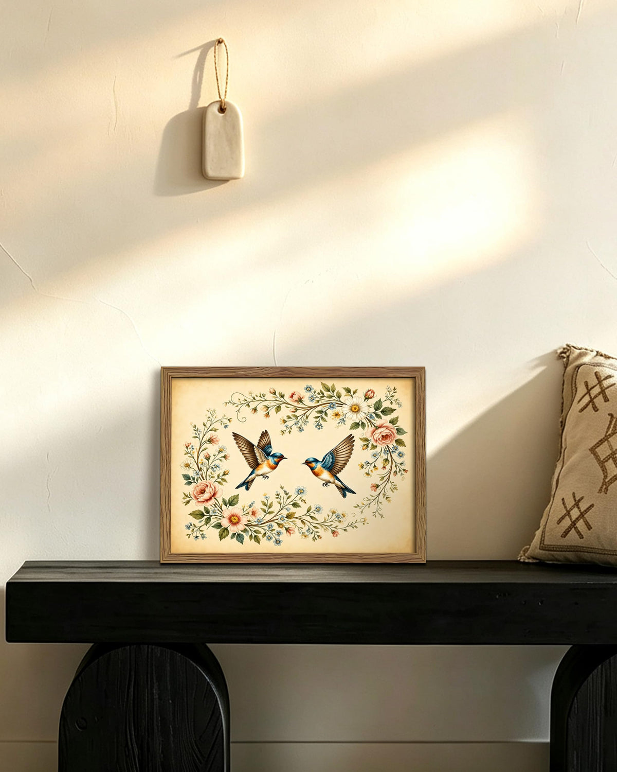Vintage kingfisher Framed Canvas Wall Art (B-kingfisher / 16"L x 12"W)