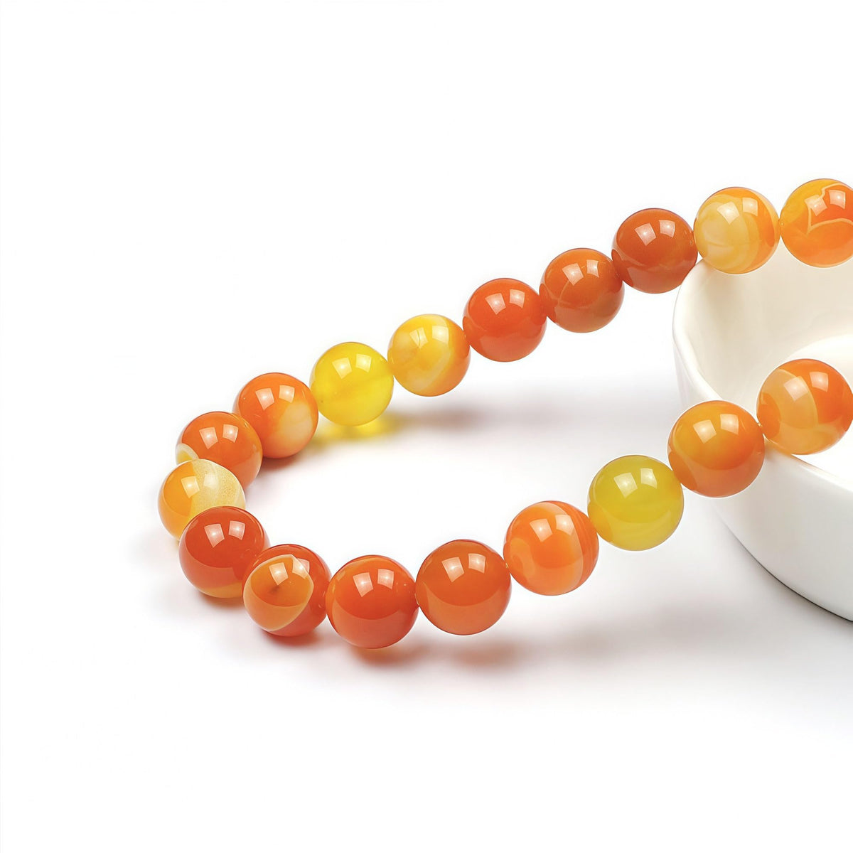 Natural Stone Beads Orange Stripe Agate Round Loose Beads for Jewelry Making DIY Bracelet Necklace (Orange Stripe Agate / 10mm)