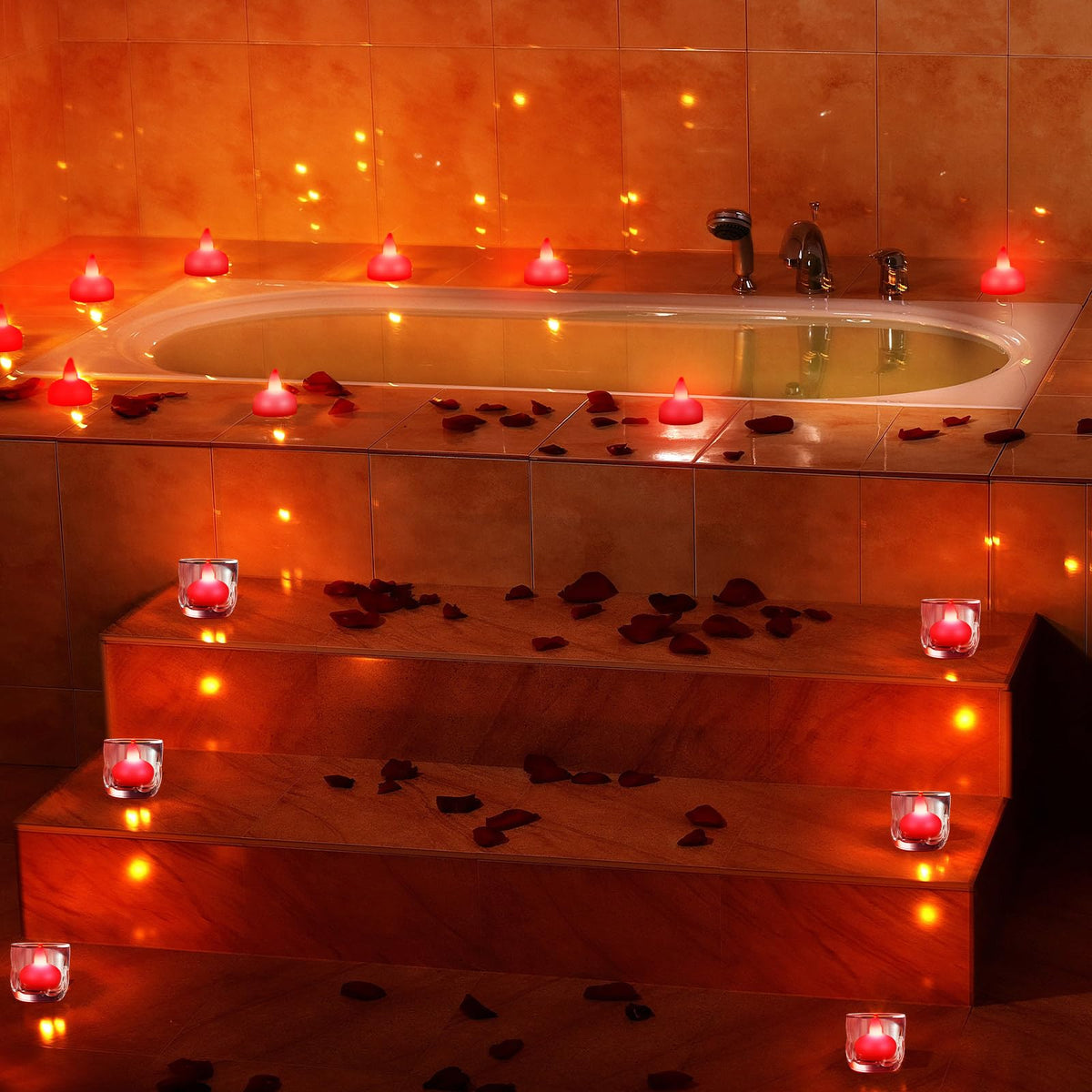 24 Pack Flameless LED Floating Candles 1.6''Water Activated (Red)