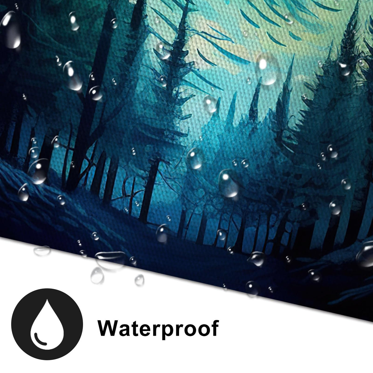 Forest Canvas Wall Art Visual Art Decor Fancy Blue Starry Night Forest Tree Framed Artwork for Bedroom Room Kitchen Bathroom Decorations 12x16inches (16"L x 12"W / Forest)