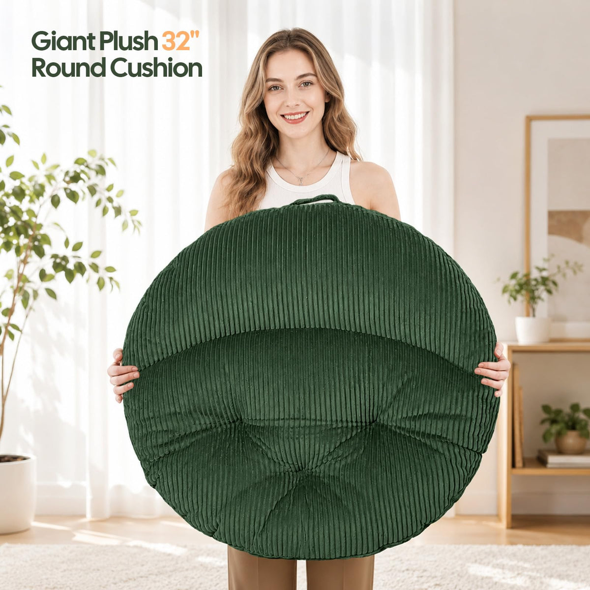 Meditation Cushion (Green / 6'' Thick Oval)