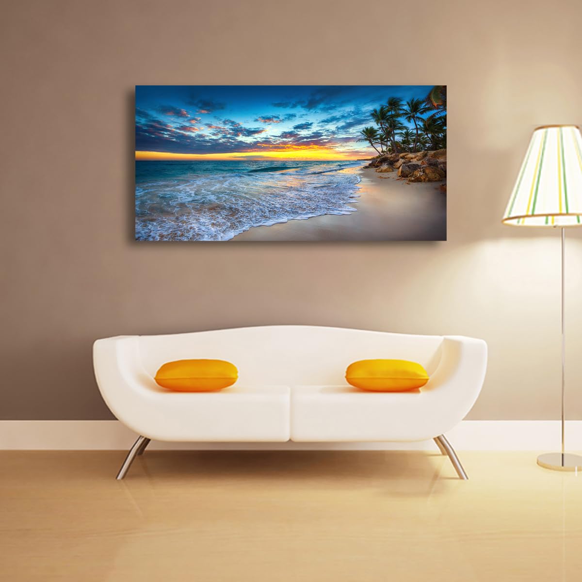 Beach Sunset Pictures Canvas Wall Art For Living Room Bedroom Wall Decor (48"L x 24"W / Beach Sunset Pictures Canvas Wall Art)