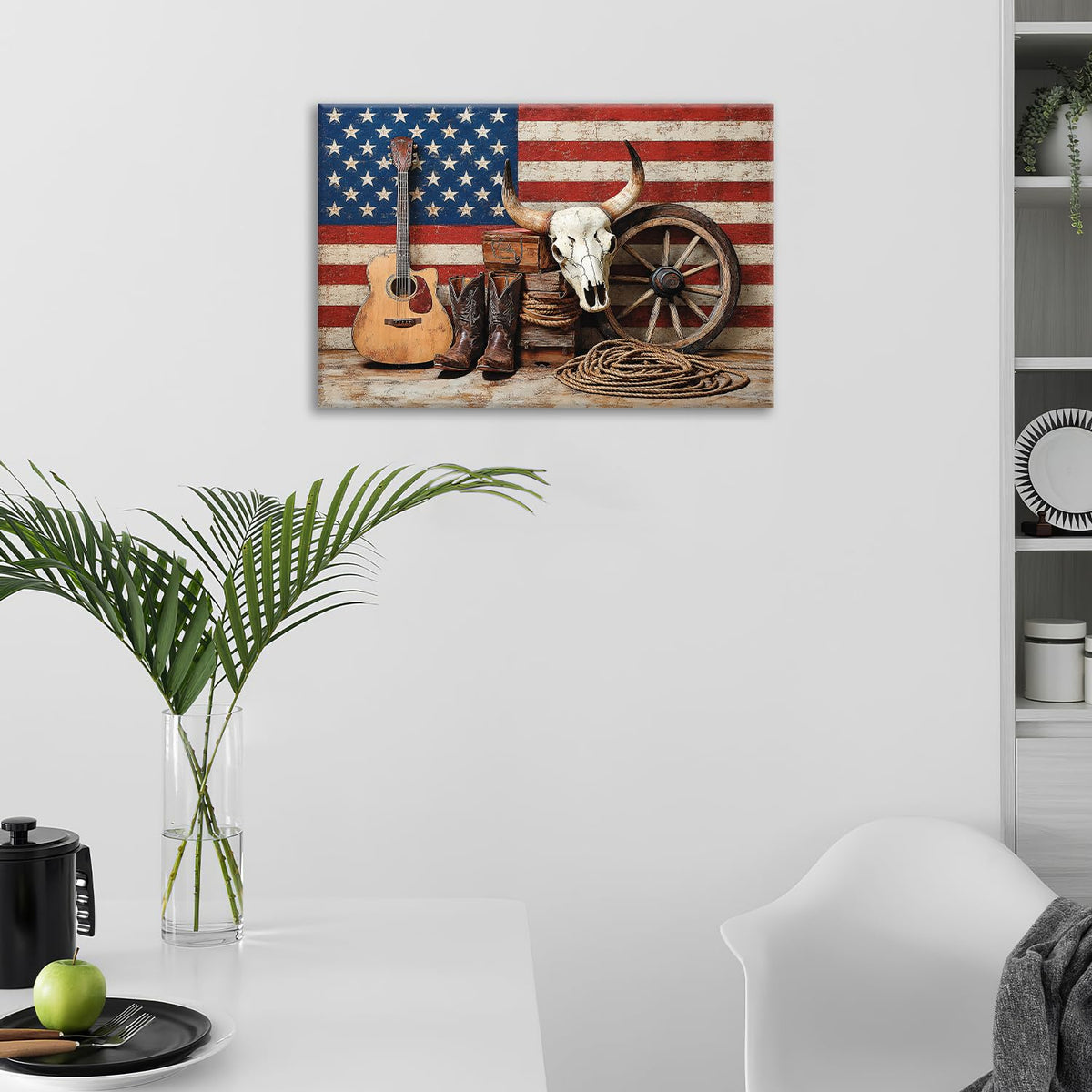 Western Wall Art (Western And Flag / 24"L x 16"W)