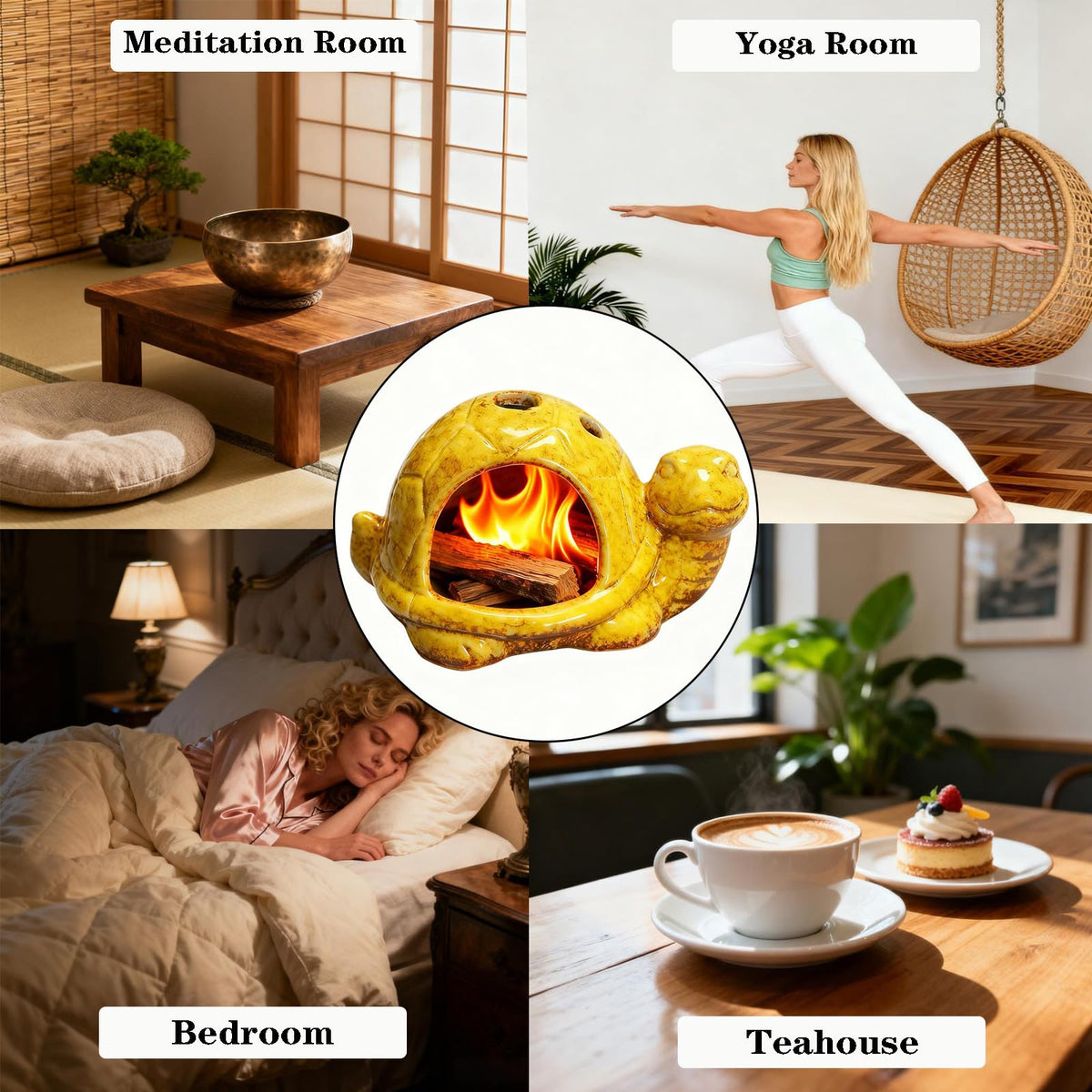 Ceramic Turtle Mini Chiminea (Yellow)