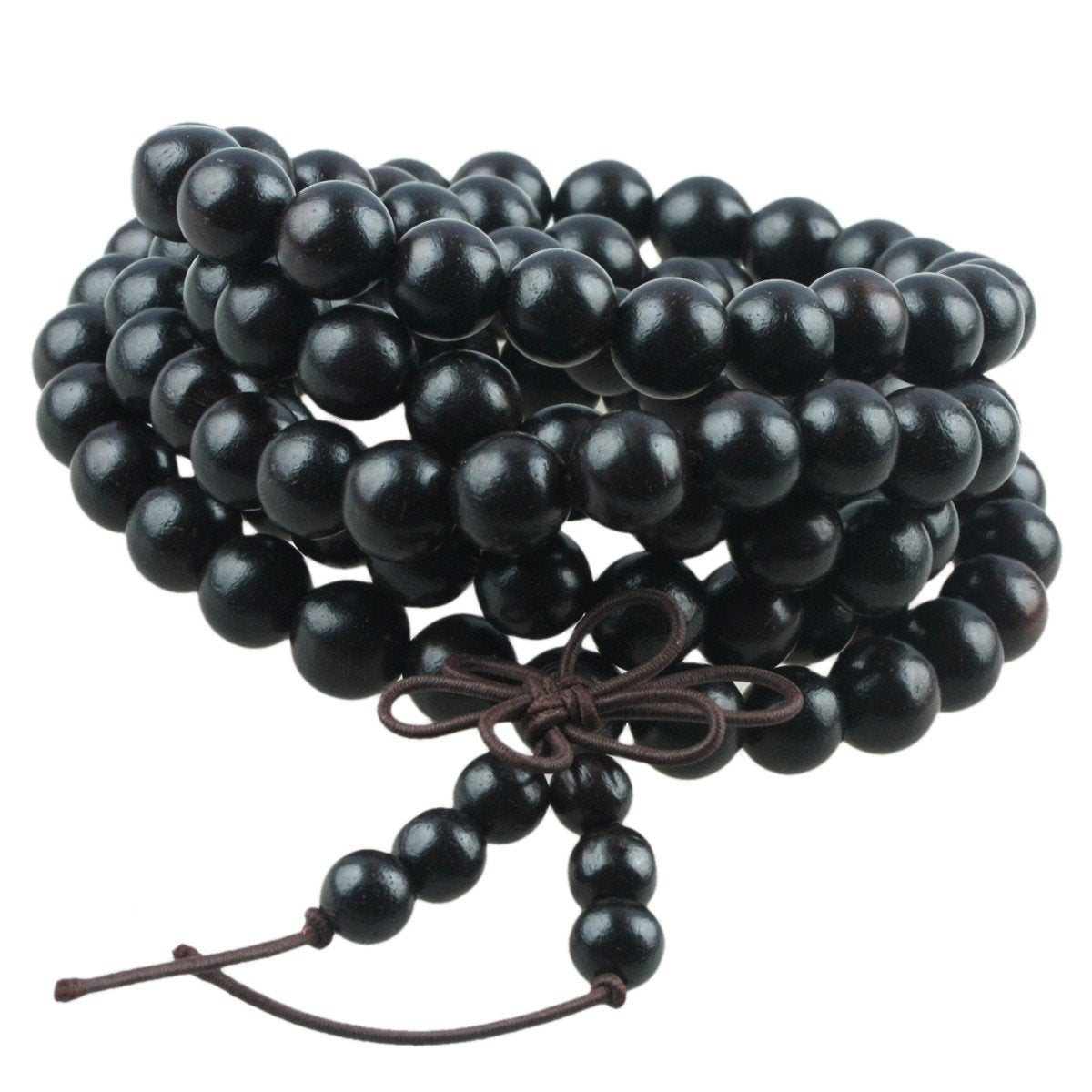 8mm Black Ebony Wood 108 Tibetan Buddhist Prayer Beads Mala Bracelet