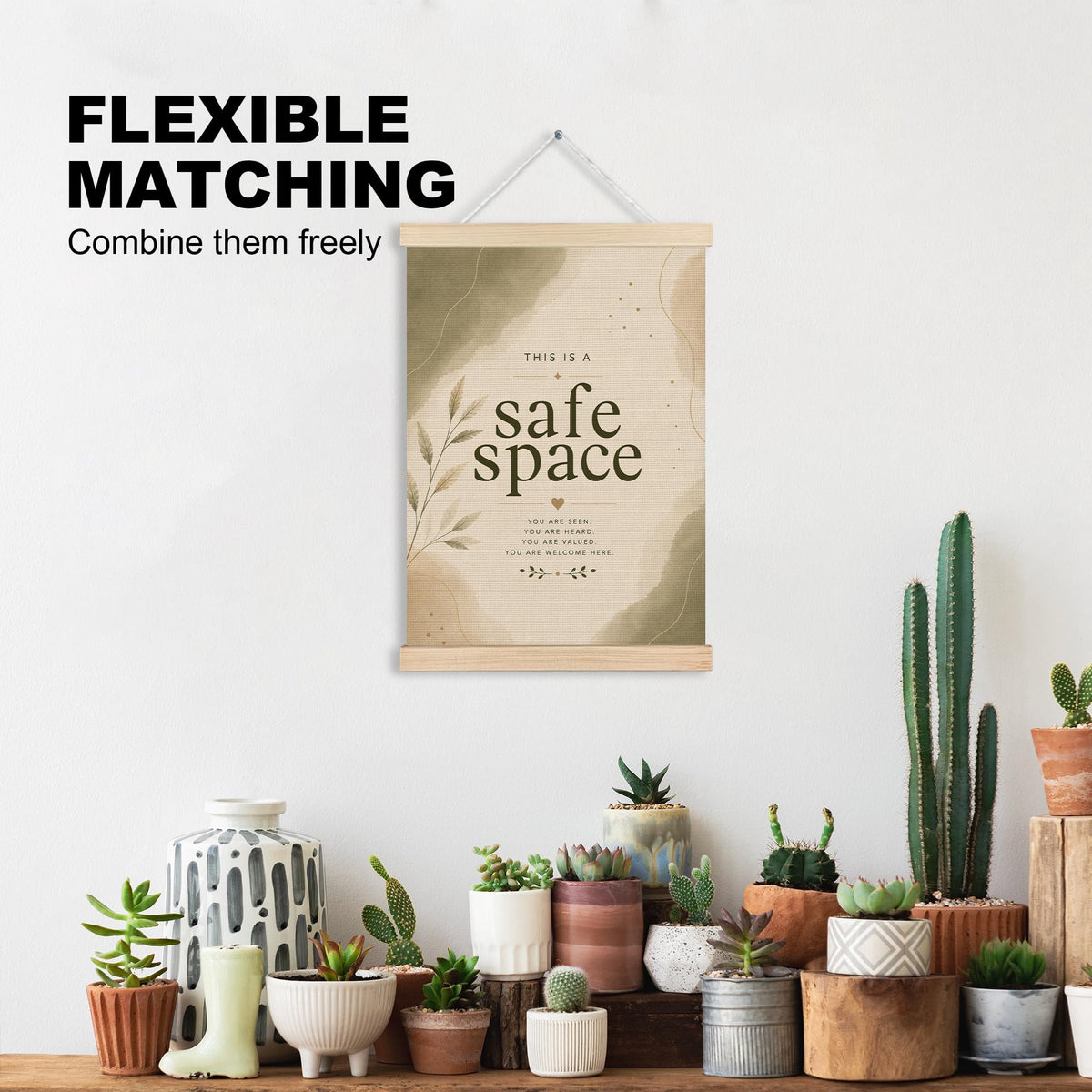 Boho Safe Space Mental Health Wall Art Hanging Poster 12x16 (Safe Space)